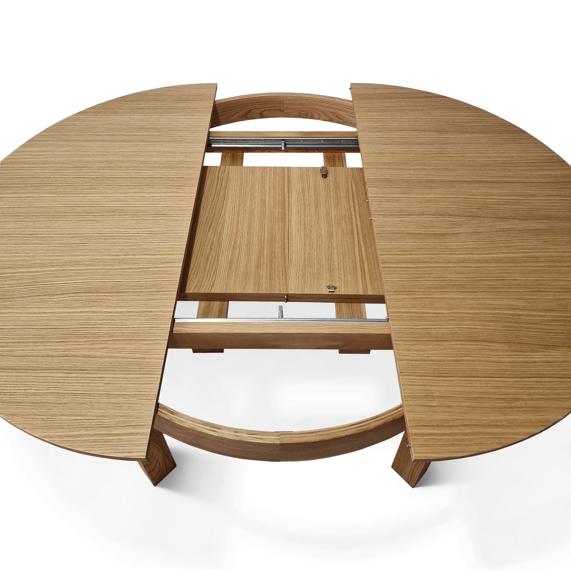 Table à rallonge avec rallonge intégrée - La table - fabriquée en chêne massif ou en placage - incarne le charme classique et la durabilité - Sa forme ronde