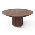 Table à manger ronde extensible en noyer couleur chocolat - avec plateau en noyer massif, en placage de noyer ou en chêne traité thermiquement - combine habilement