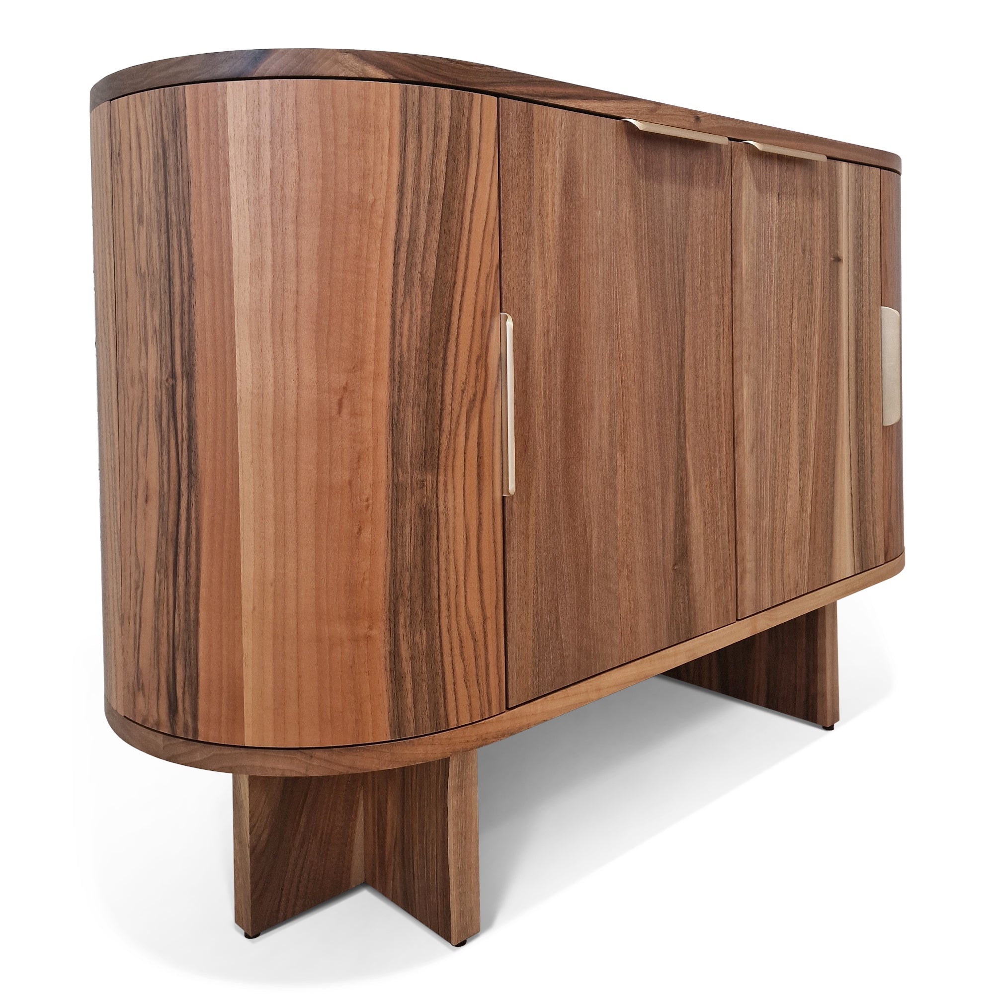 Buffet bas - un buffet bas épuré - fabriqué en noyer massif ou en chêne avec des bords lisses et arrondis en placage de chêne ou entièrement en placage de chêne pour une