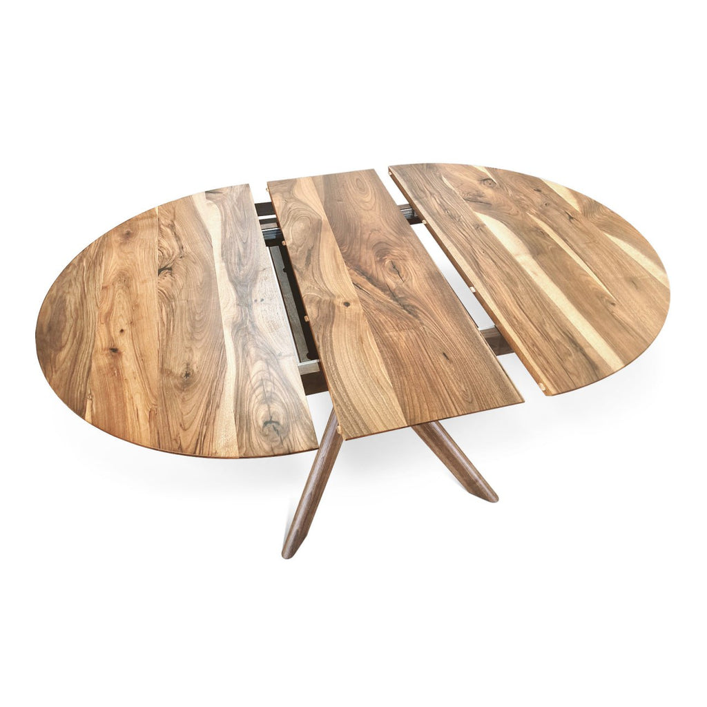 Table à manger ronde extensible en noyer – Découvrez notre table à manger ronde en noyer fabriquée à la main – un ajout magnifique à tout intérieur – Fabriquée en bois massif