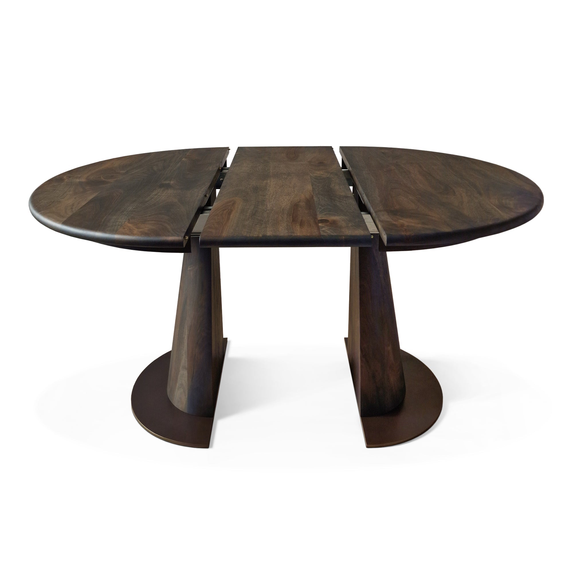 Table à manger ronde extensible en noyer – Découvrez notre table à manger ronde fabriquée à la main en chêne avec pieds en tube – un ajout superbe à toute maison – Fabriquée
