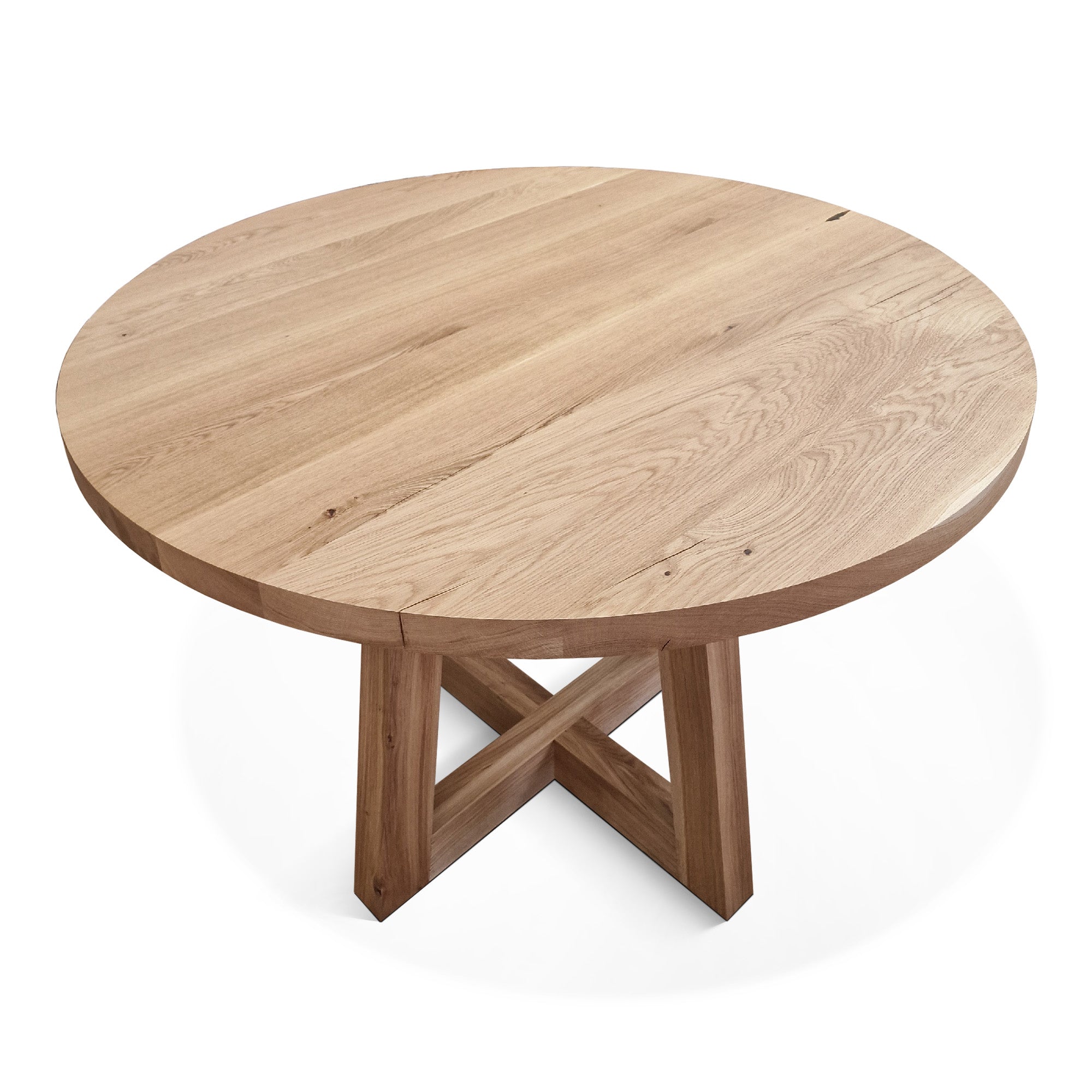 Table à manger ronde en chêne – Découvrez notre table à manger ronde en chêne fabriquée à la main – un ajout magnifique à toute maison – Fabriquée à partir de chêne massif