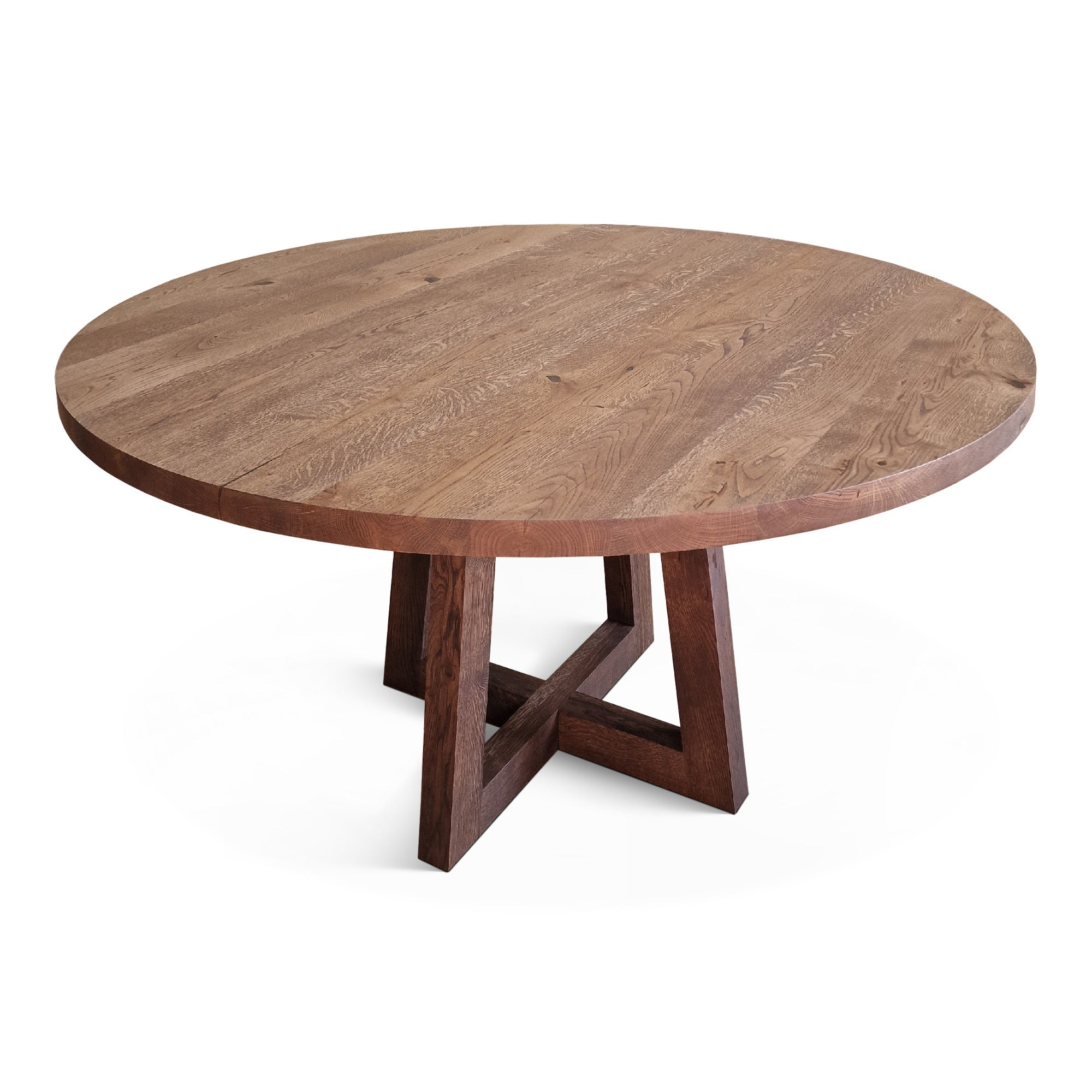 Table à manger ronde en chêne – Découvrez notre table à manger ronde en chêne fabriquée à la main – un ajout magnifique à toute maison – Fabriquée à partir de chêne massif