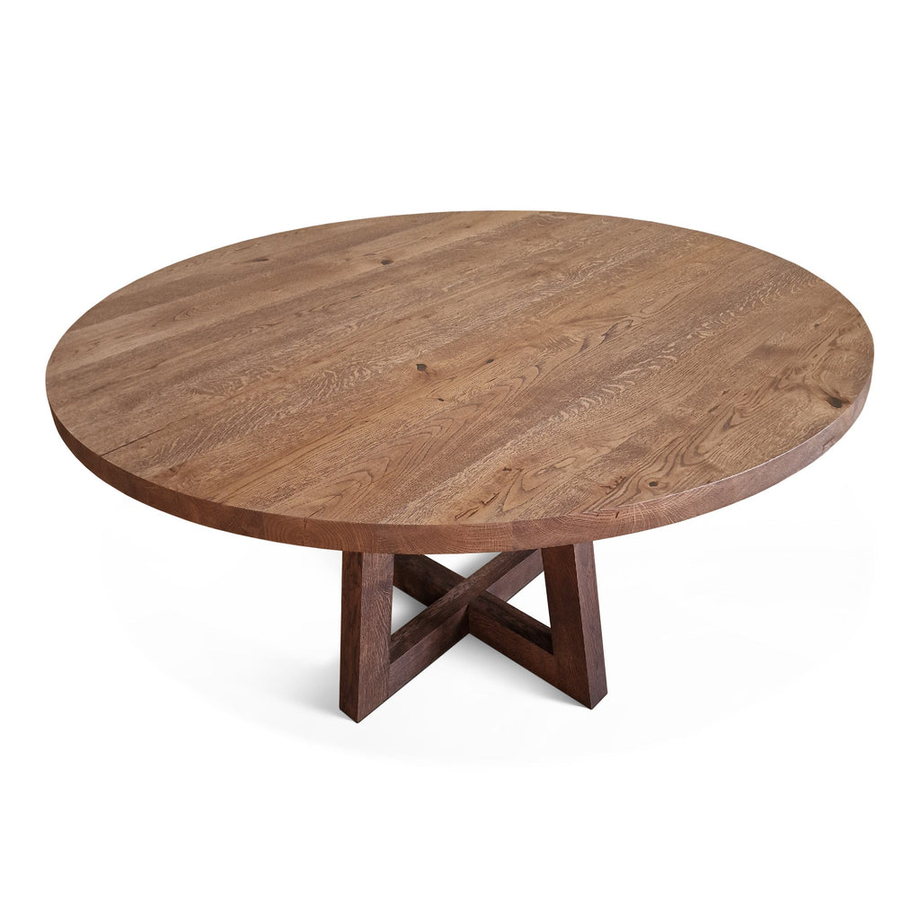 Table à manger ronde en chêne – Découvrez notre table à manger ronde en chêne fabriquée à la main – un ajout magnifique à toute maison – Fabriquée à partir de chêne massif