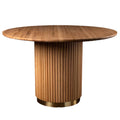 Table à manger ronde en chêne - table en placage de chêne - allie avec brio la beauté naturelle du bois à un design épuré et moderne - Le plateau de table rond arbore
