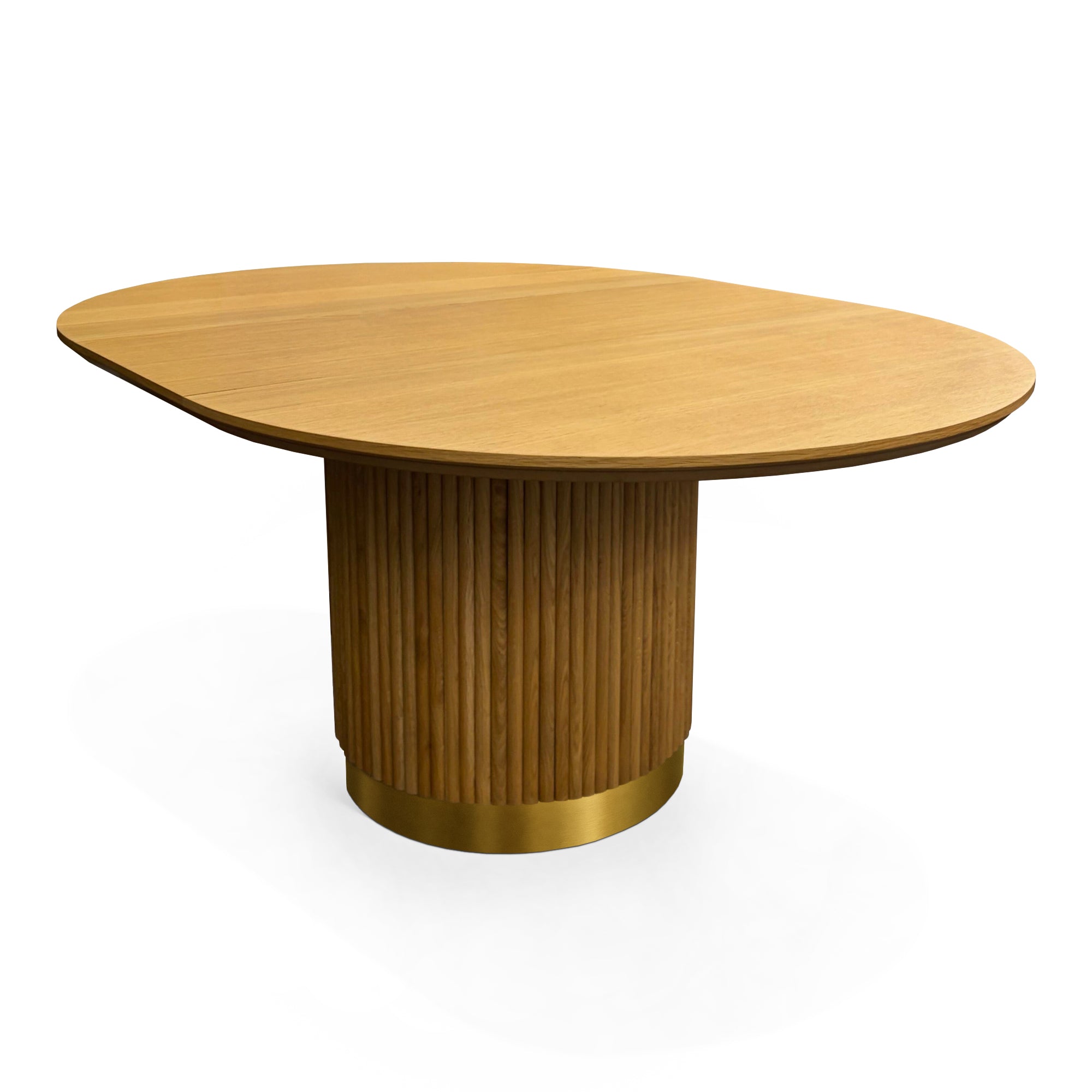 Table à manger ronde en chêne - table en placage de chêne - allie avec brio la beauté naturelle du bois à un design épuré et moderne - Le plateau de table rond arbore