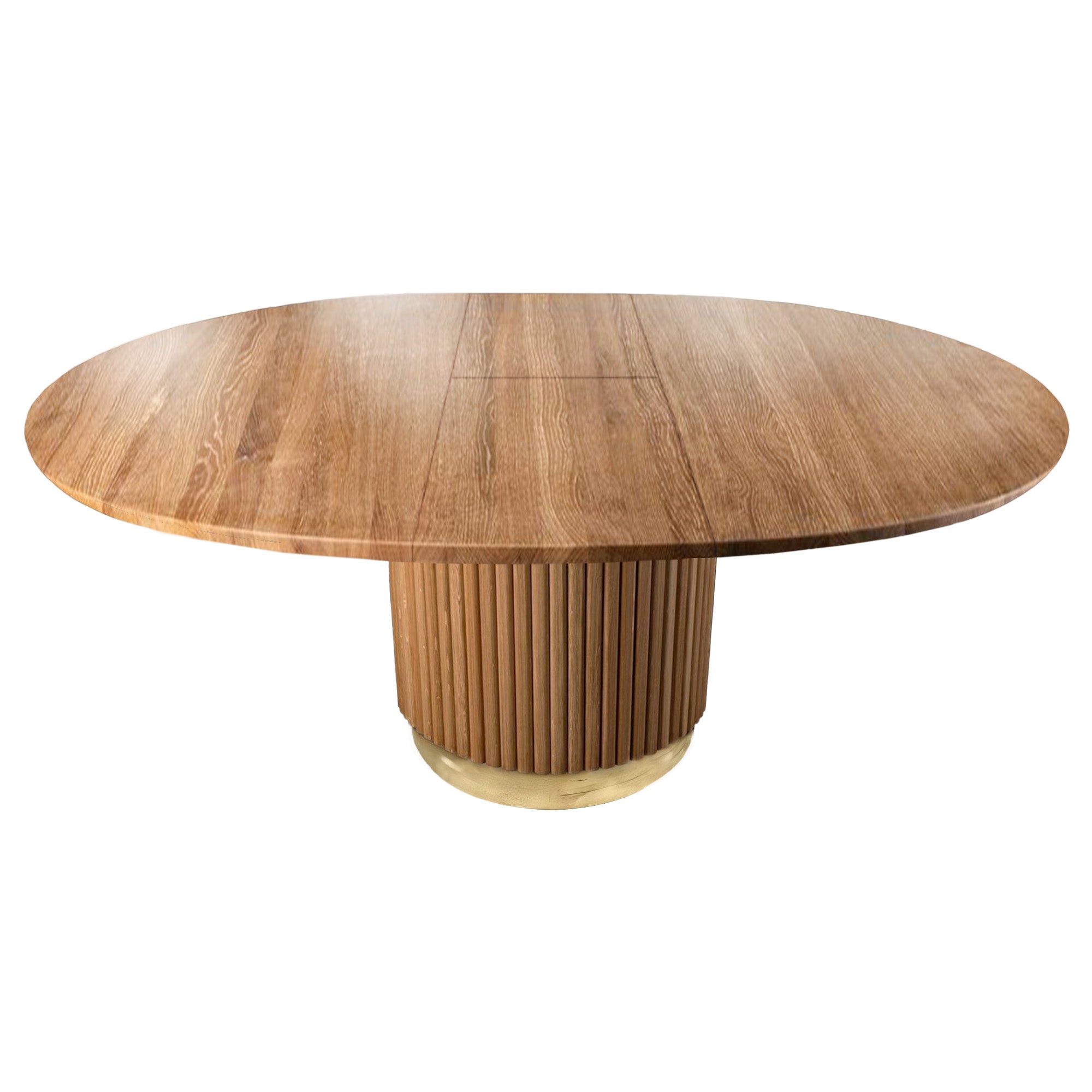 Table à manger ronde en chêne - table en placage de chêne - allie avec brio la beauté naturelle du bois à un design épuré et moderne - Le plateau de table rond arbore