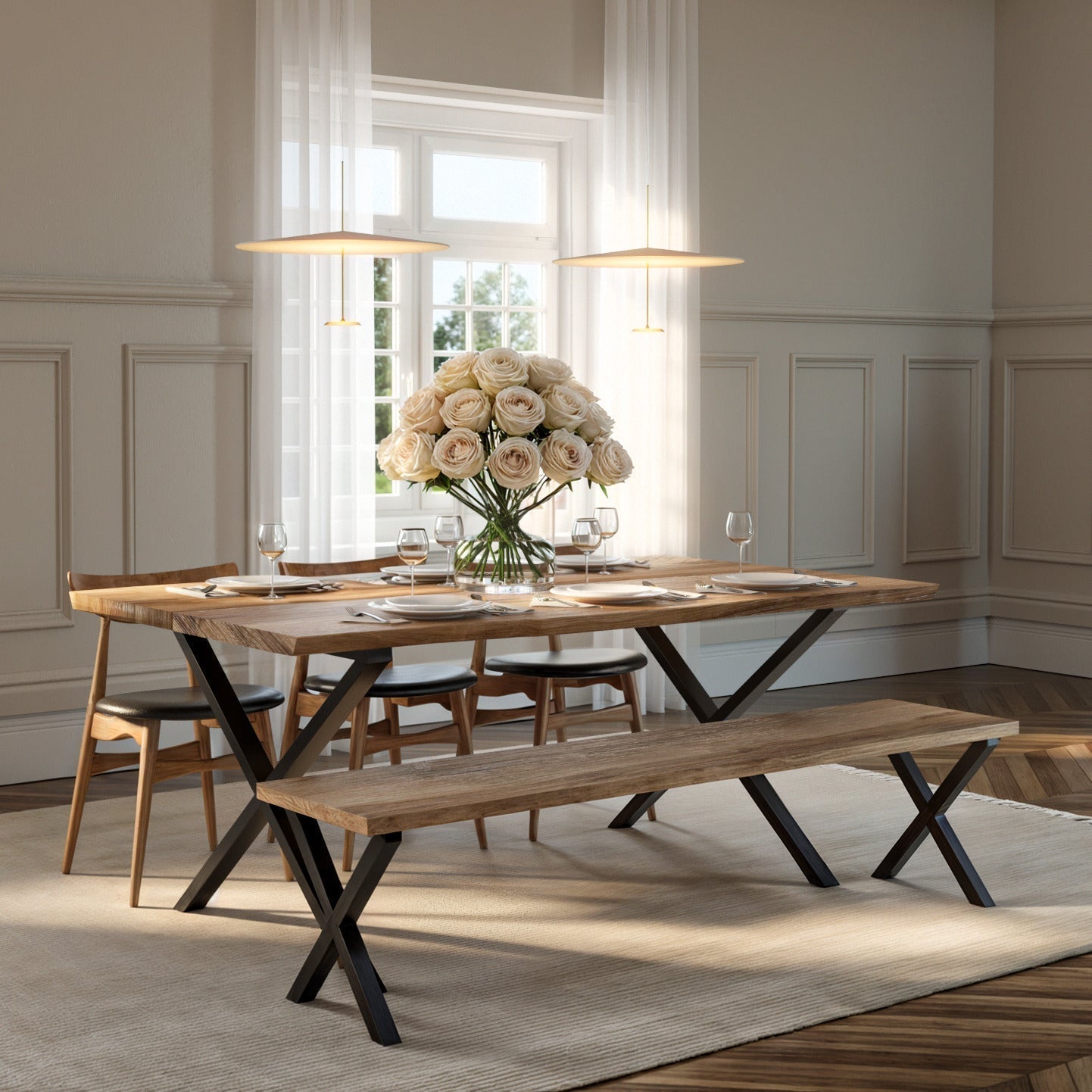 Table à manger extensible en noyer – Table à manger extensible de luxe faite à la main, best-seller – Fabriquée en bois massif certifié FSC – L'élégance naturelle à