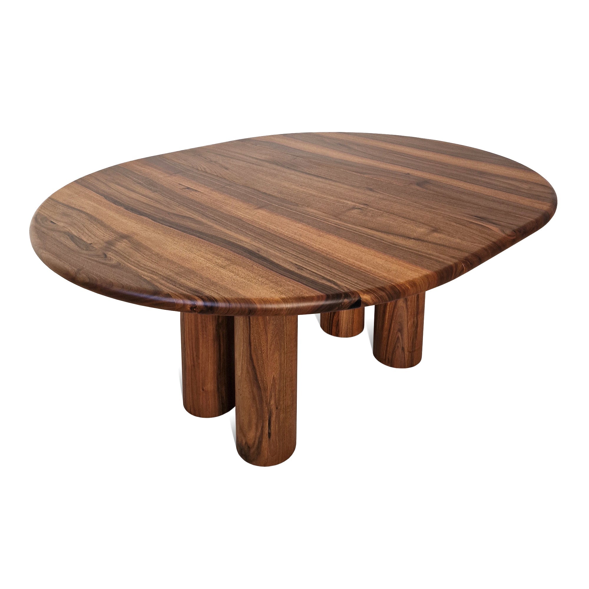 Table de salle à manger ronde extensible en noyer – Cette luxueuse table de salle à manger ronde – fabriquée à la main par des experts à partir de noyer européen massif de première qualité (teinte plus foncée de