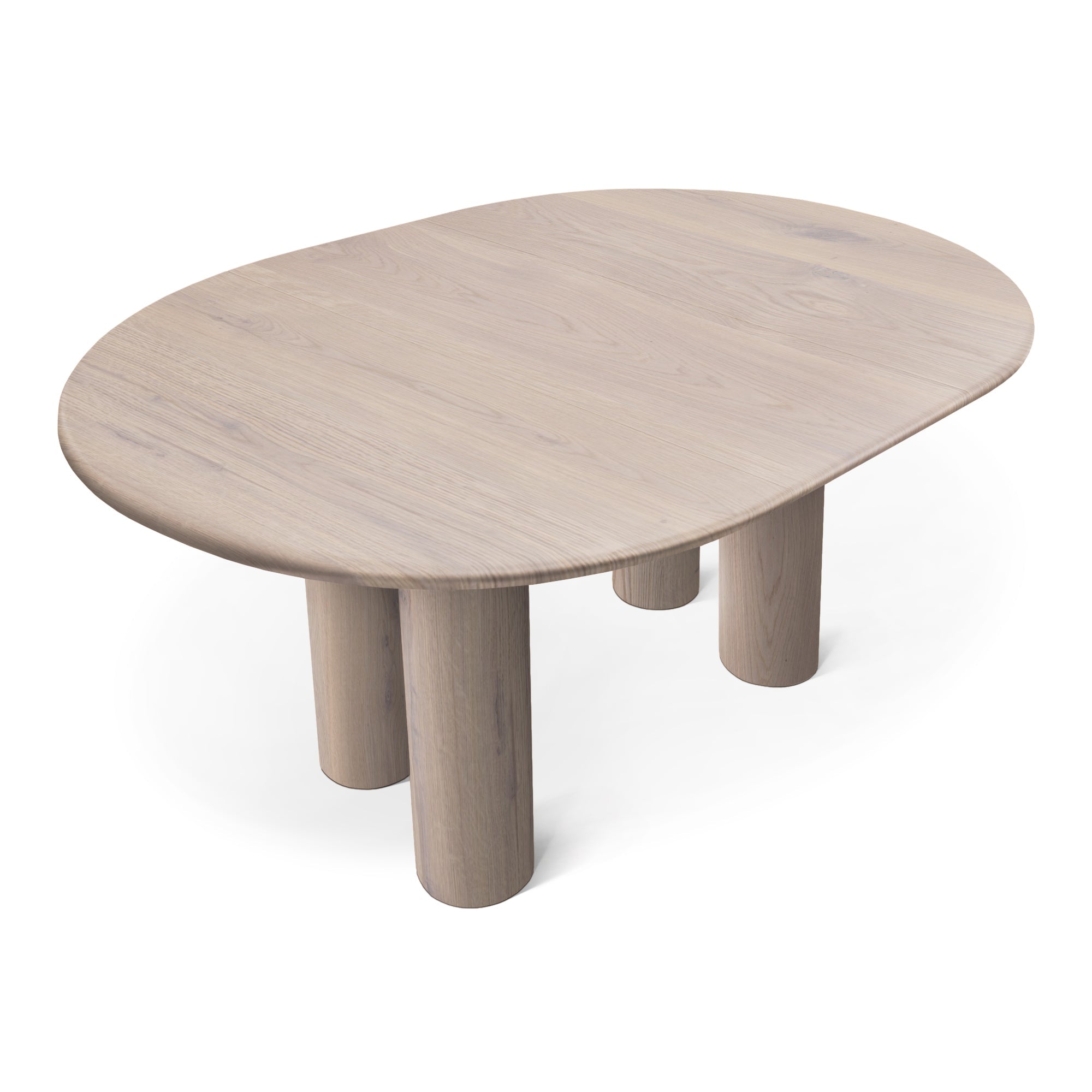 Table à manger ronde en Chêne Coton - Plongez dans l'alliance parfaite de chaleur et de modernité avec notre table à manger ronde en chêne - rehaussée par des pieds ronds