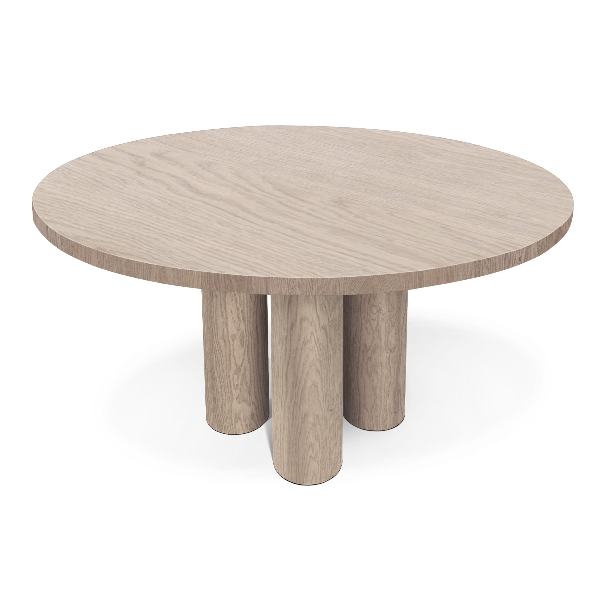 Table à manger ronde en Chêne Coton - Plongez dans l'alliance parfaite de chaleur et de modernité avec notre table à manger ronde en chêne - rehaussée par des pieds ronds