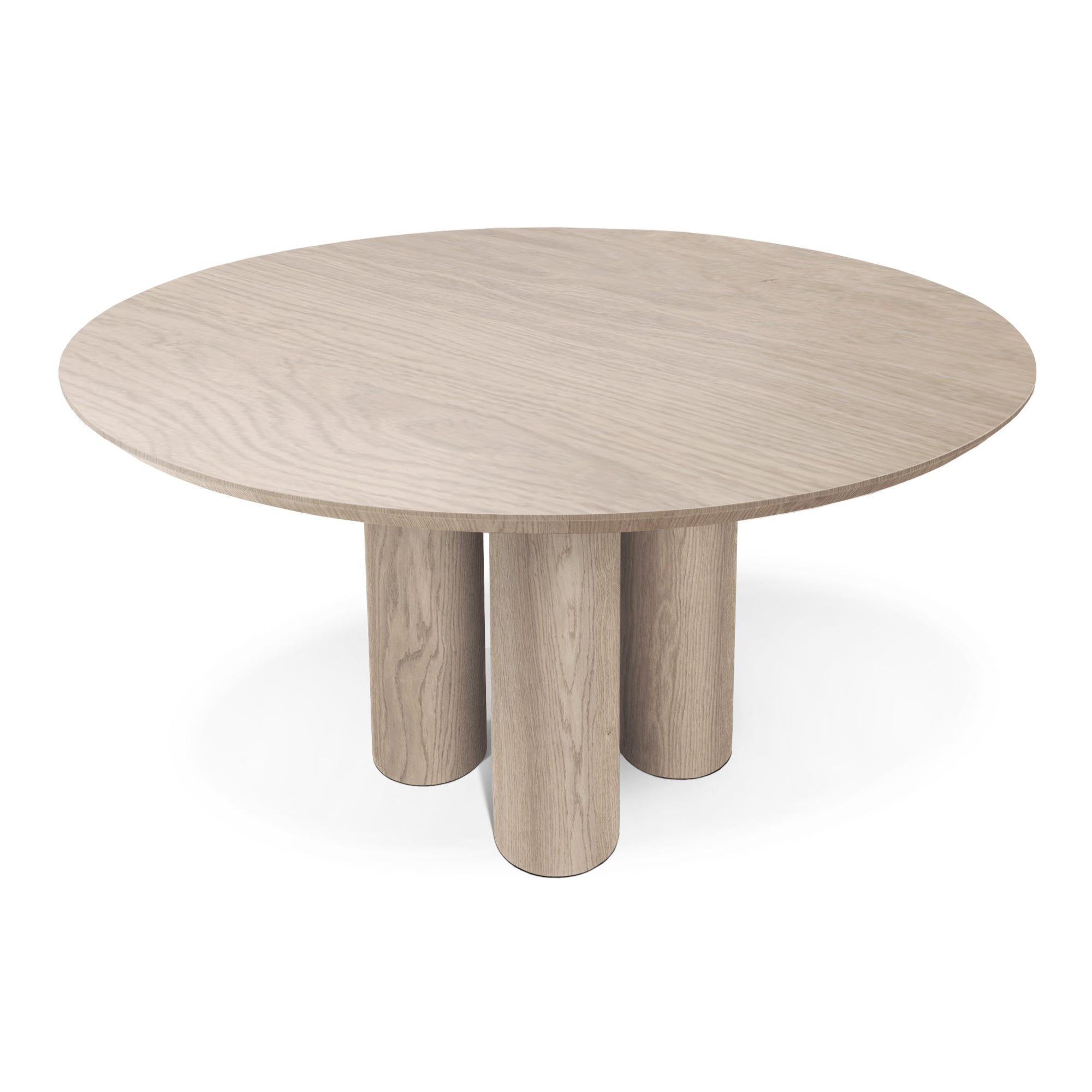 Table à manger ronde en Chêne Coton - Plongez dans l'alliance parfaite de chaleur et de modernité avec notre table à manger ronde en chêne - rehaussée par des pieds ronds