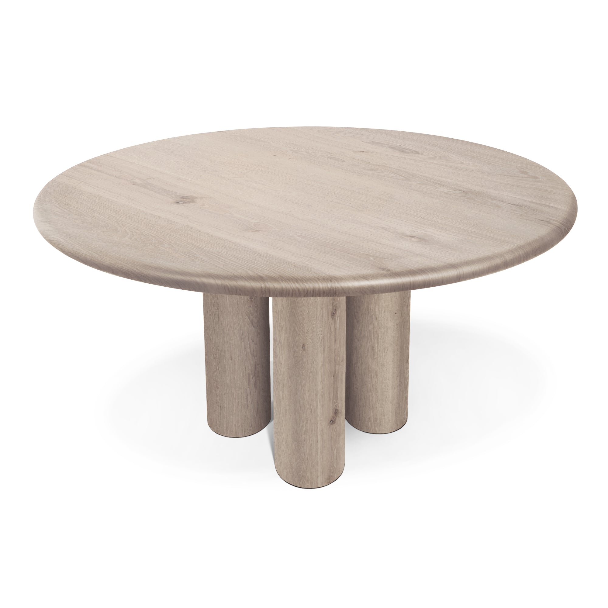 Table à manger ronde en Chêne Coton - Plongez dans l'alliance parfaite de chaleur et de modernité avec notre table à manger ronde en chêne - rehaussée par des pieds ronds