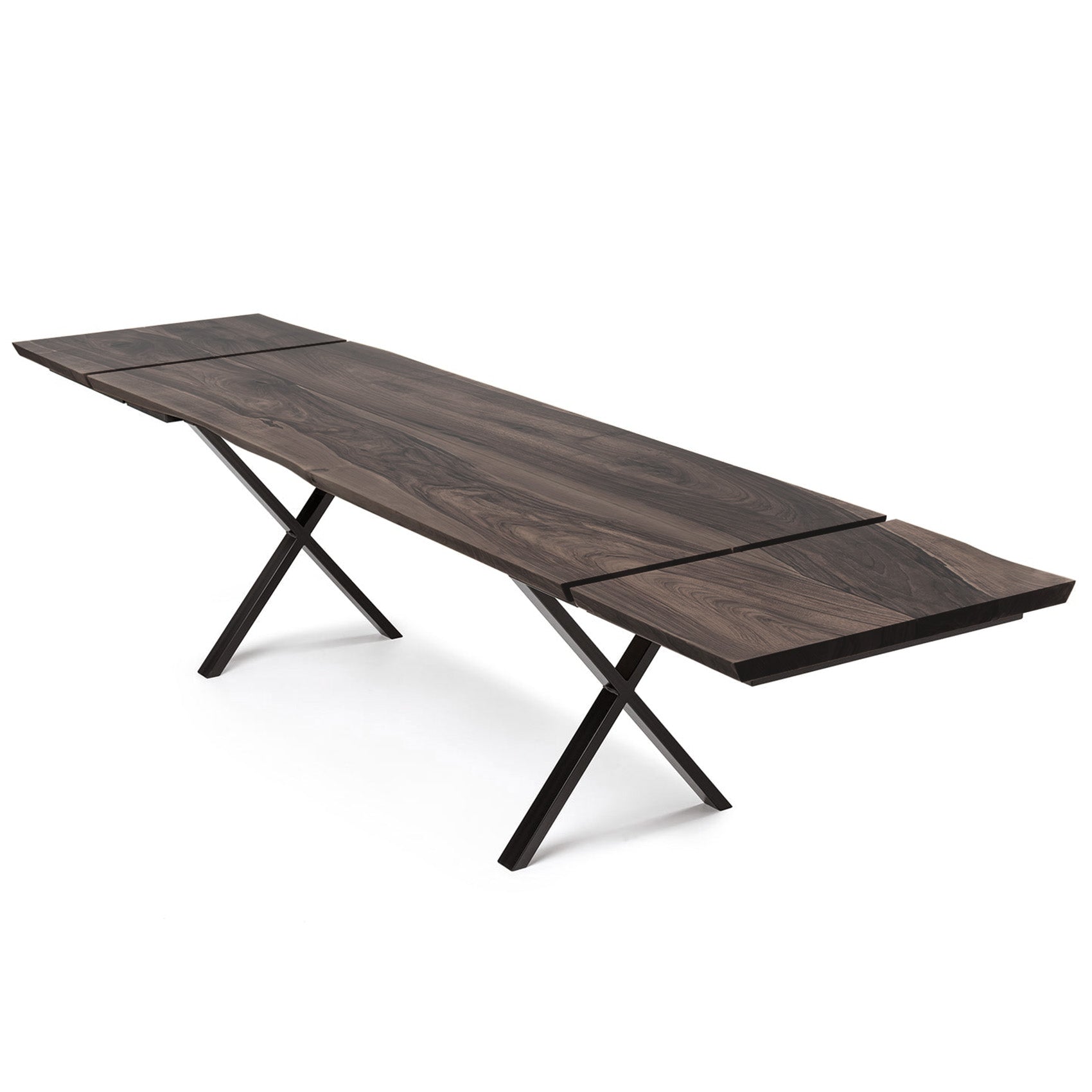 Table à manger extensible en noyer, coloris anthracite - Fabriquée à la main en bois massif, cette exquise table à manger extensible en noyer foncé est un ajout éblouissant