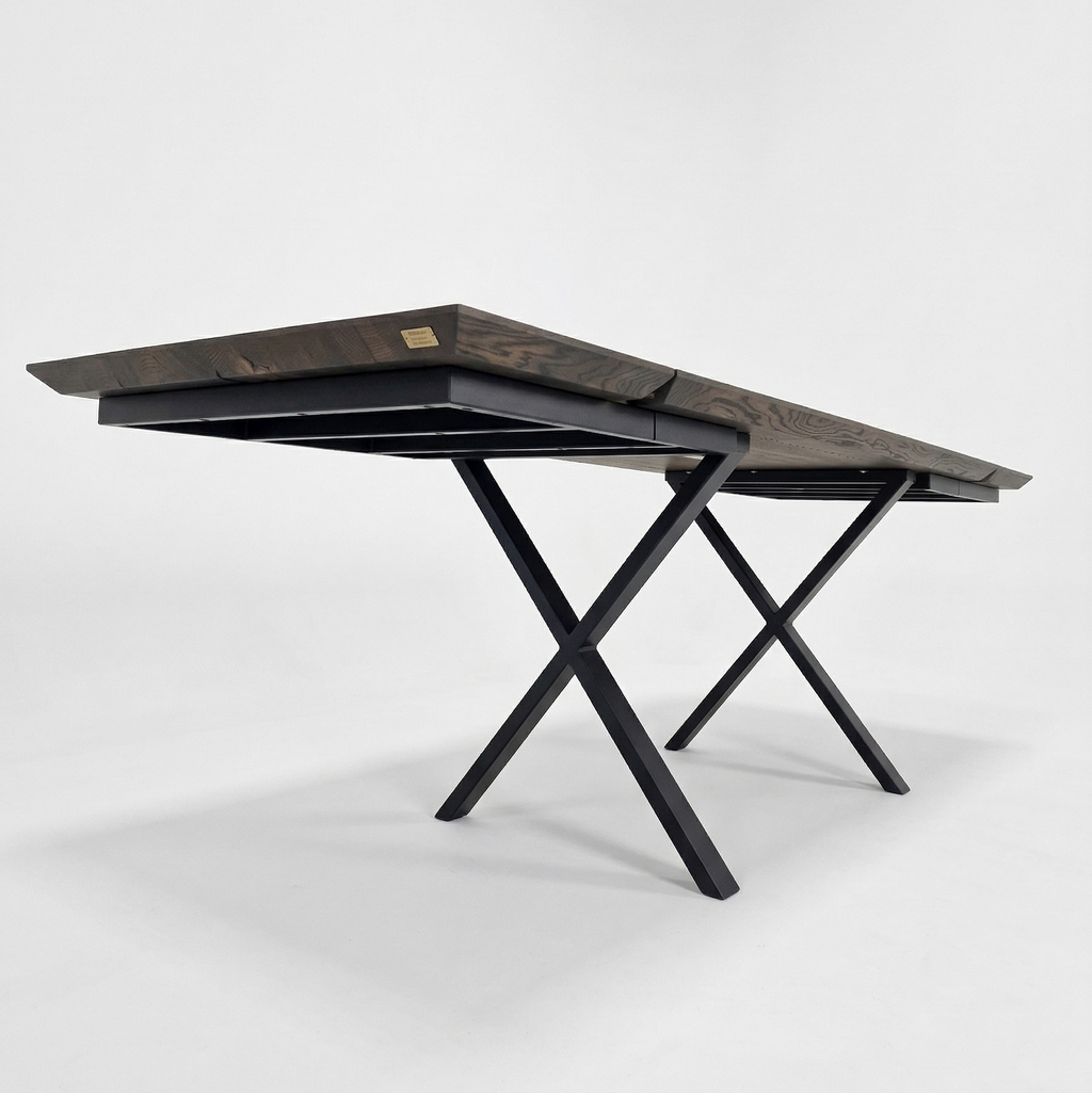 Table à manger en chêne anthracite extensible de 160 à 240 cm - Fabriquée à la main en bois massif - cette magnifique table à manger extensible en chêne foncé est une