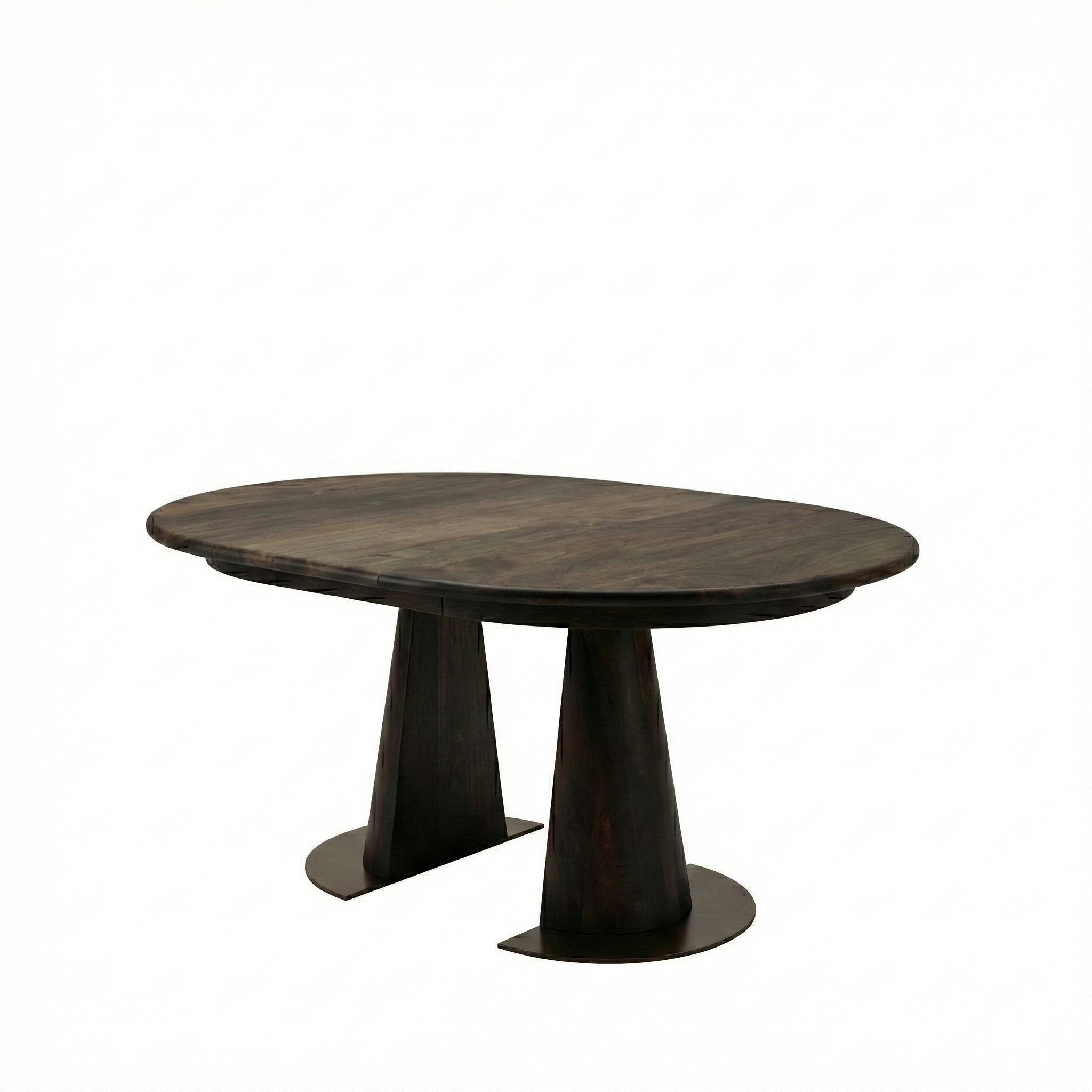 Table à manger ronde extensible en noyer – Découvrez notre table à manger ronde fabriquée à la main en chêne avec pieds en tube – un ajout superbe à toute maison – Fabriquée