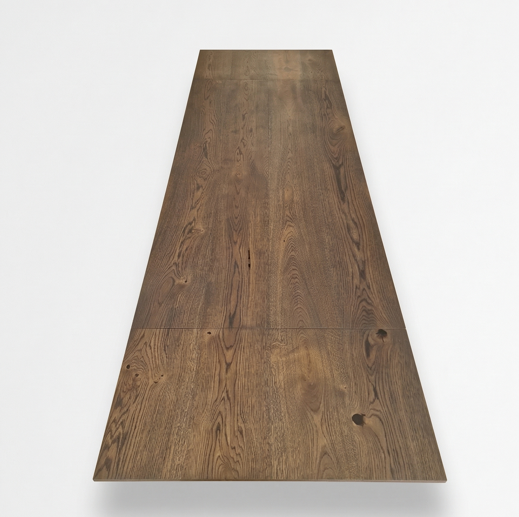 Table à manger en chêne anthracite extensible de 160 à 240 cm - Fabriquée à la main en bois massif - cette magnifique table à manger extensible en chêne foncé est une