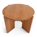 Table basse en chêne - La table basse en chêne présente un design minimaliste Japandi - fabriquée en chêne naturel avec un plateau rond et lisse de 2 cm d'épaisseur