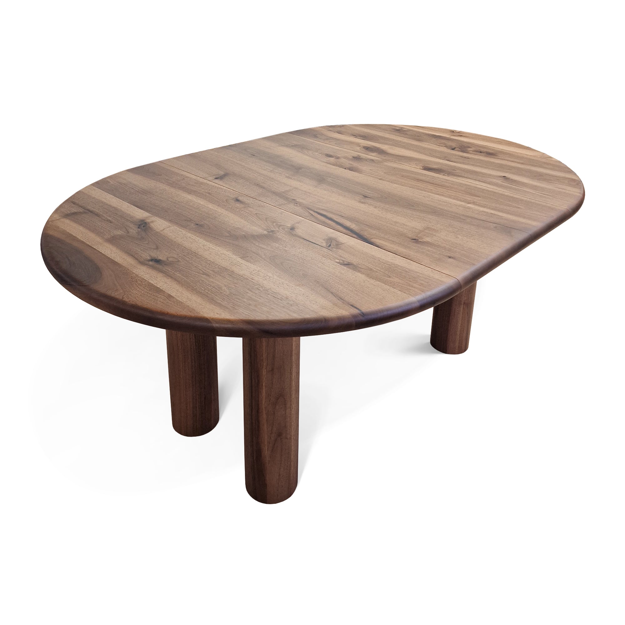 Table à manger ronde extensible en noyer chocolat - Cette luxueuse table à manger ronde - fabriquée à la main par des experts à partir de noyer européen massif de première qualité