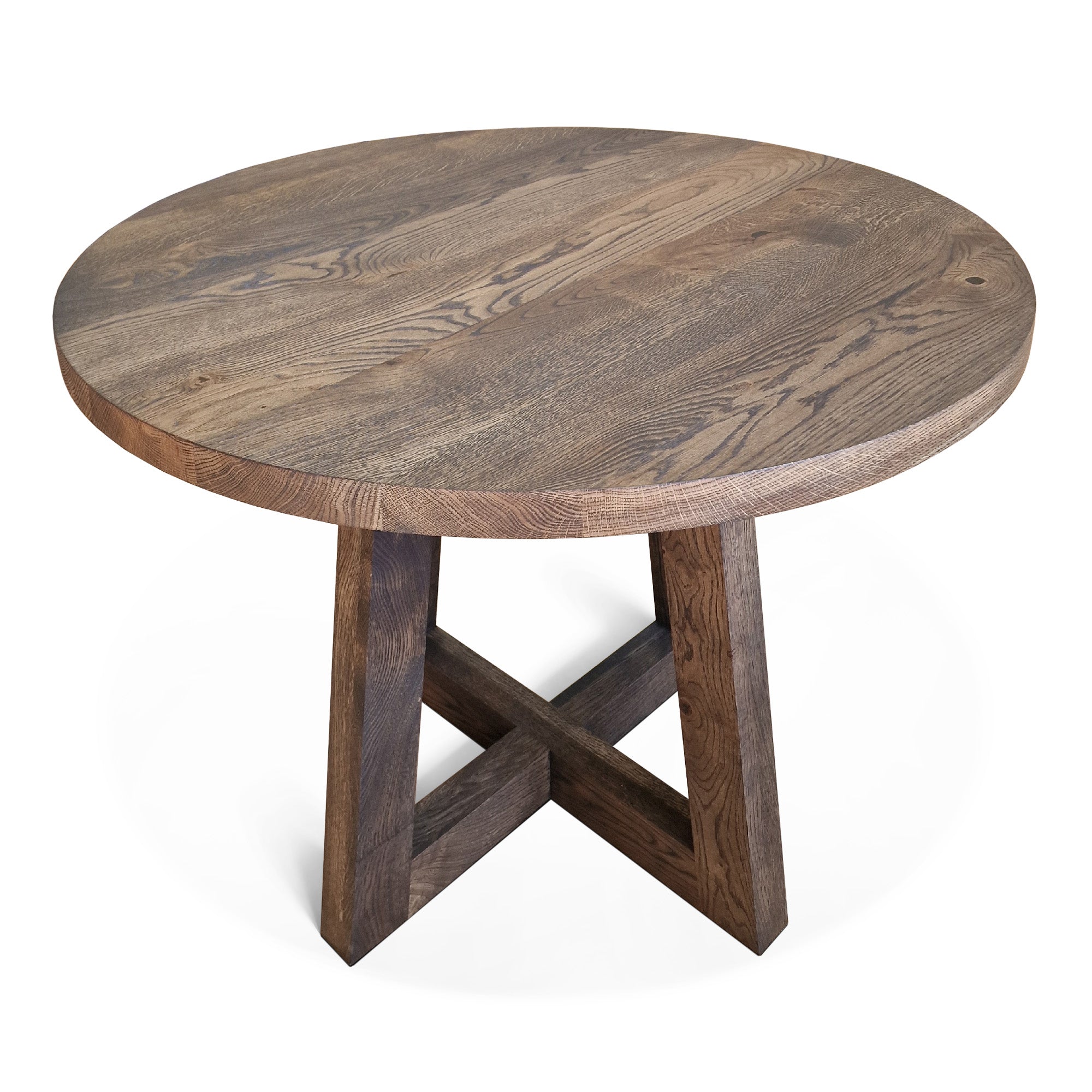 Table à manger ronde en chêne – Découvrez notre table à manger ronde en chêne fabriquée à la main – un ajout magnifique à toute maison – Fabriquée à partir de chêne massif