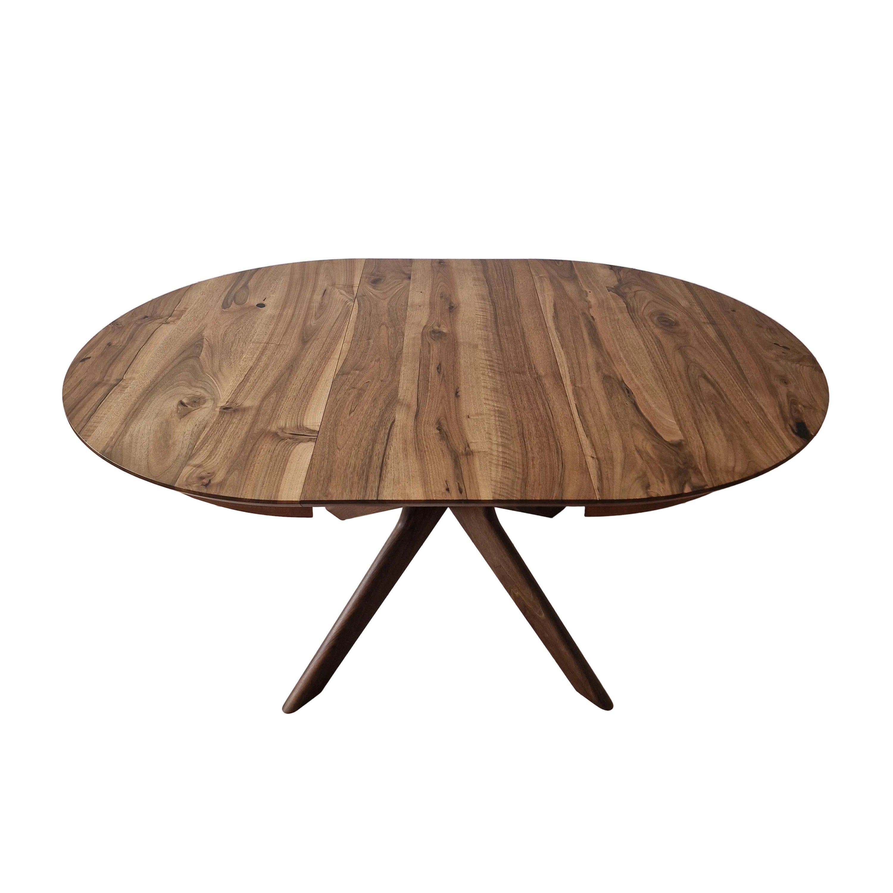 Table à manger ronde extensible en noyer – Découvrez notre table à manger ronde en noyer fabriquée à la main – un ajout magnifique à tout intérieur – Fabriquée en bois massif