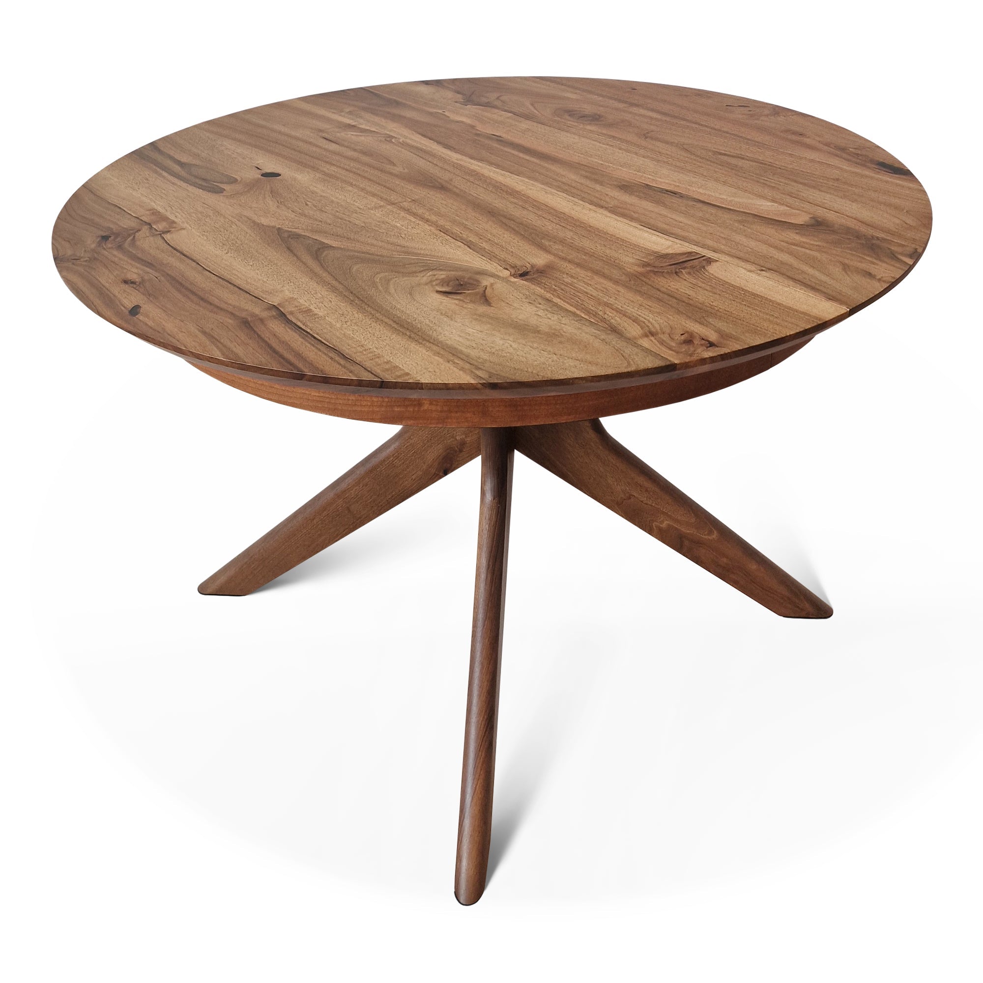 Table à manger ronde extensible en noyer – Découvrez notre table à manger ronde en noyer fabriquée à la main – un ajout magnifique à tout intérieur – Fabriquée en bois massif
