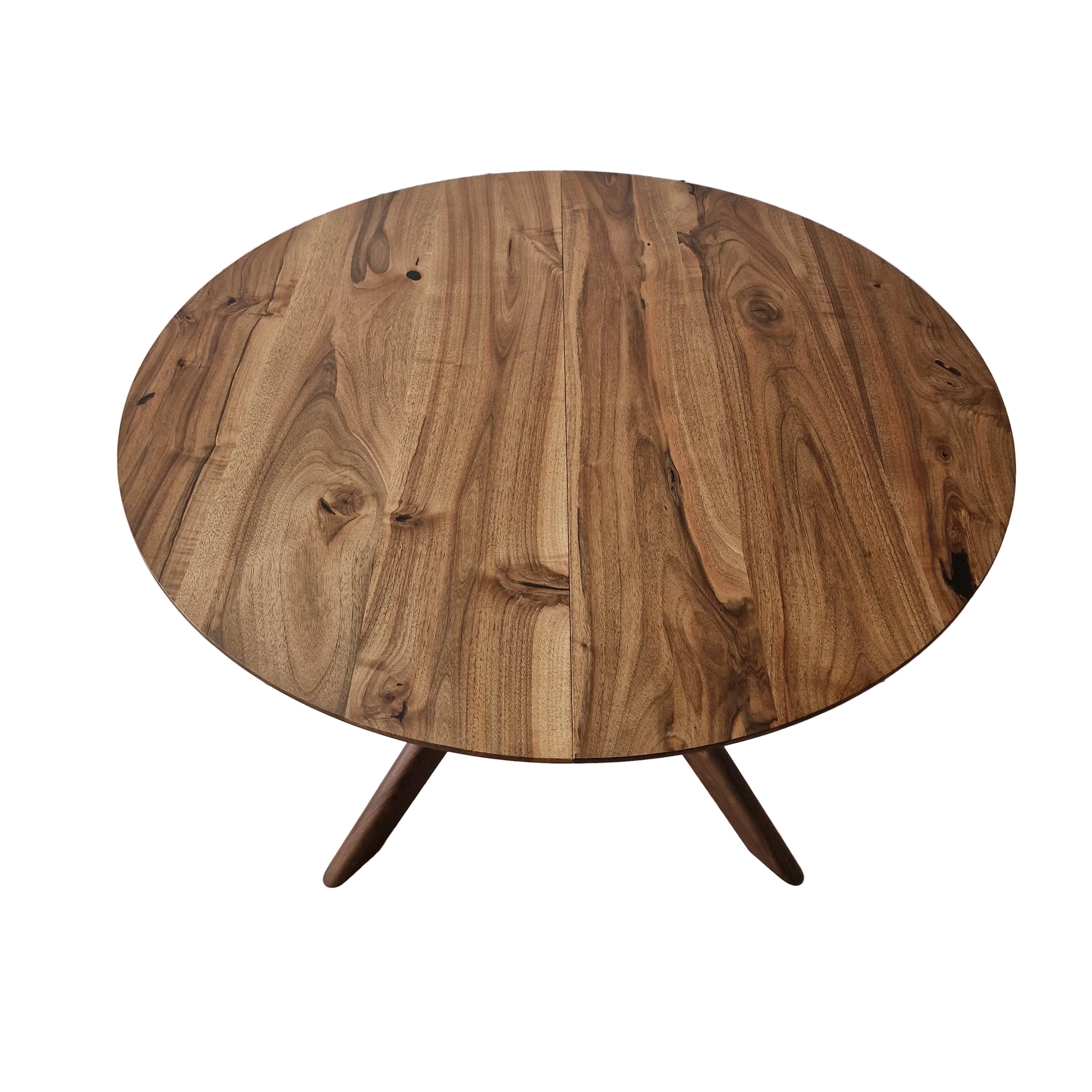 Table à manger ronde extensible en noyer – Découvrez notre table à manger ronde en noyer fabriquée à la main – un ajout magnifique à tout intérieur – Fabriquée en bois massif