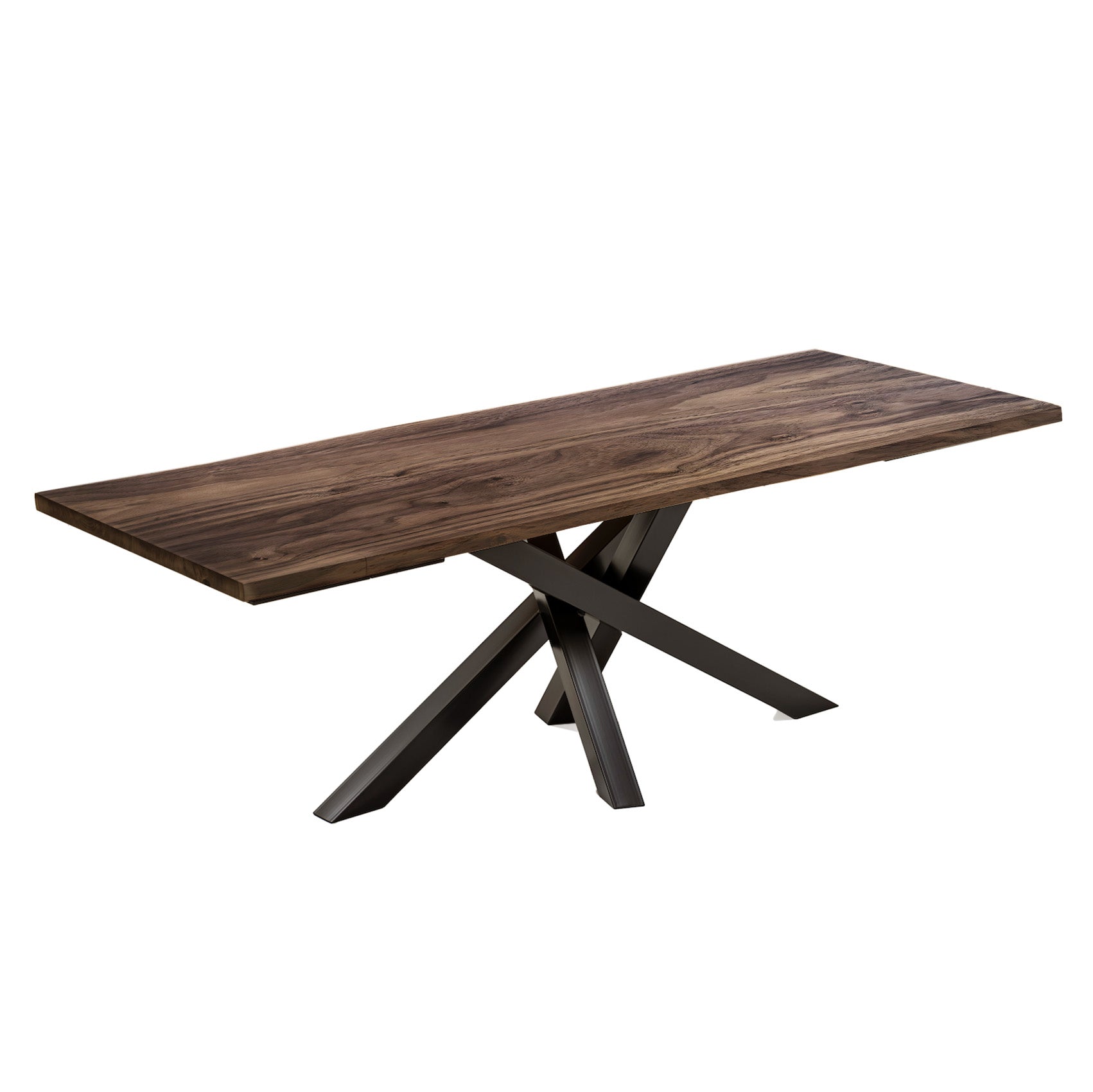 Table à manger extensible en noyer pied araignée - Fabriquée à la main à partir de bois massif - cette table exquise en noyer extensible avec un pied araignée est une superbe pièce.