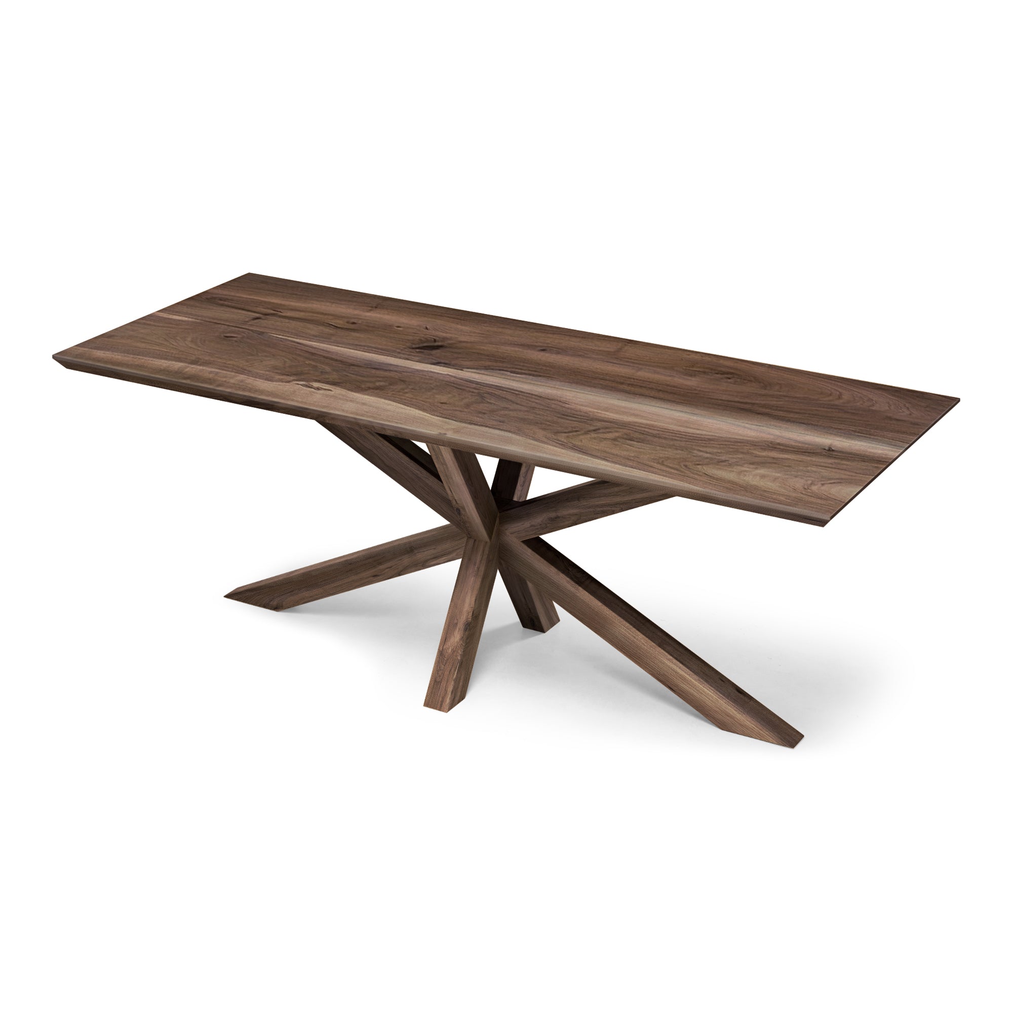Table à manger extensible en noyer pied araignée - Fabriquée à la main à partir de bois massif - cette table exquise en noyer extensible avec un pied araignée est une superbe pièce.