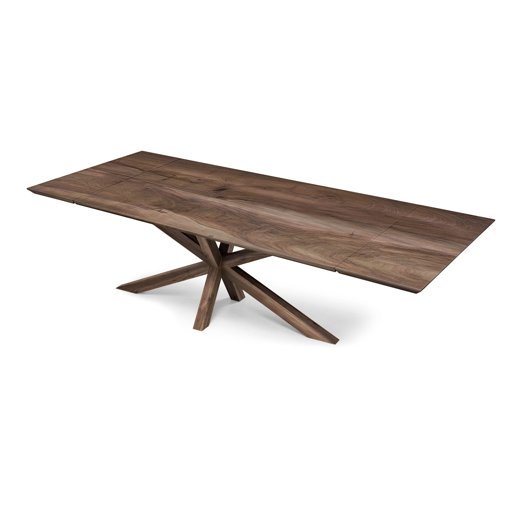 Table à manger extensible en noyer pied araignée - Fabriquée à la main à partir de bois massif - cette table exquise en noyer extensible avec un pied araignée est une superbe pièce.