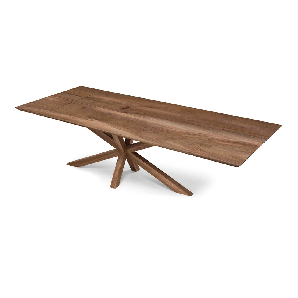 Table à manger extensible en noyer pied araignée - Fabriquée à la main à partir de bois massif - cette table exquise en noyer extensible avec un pied araignée est une superbe pièce.