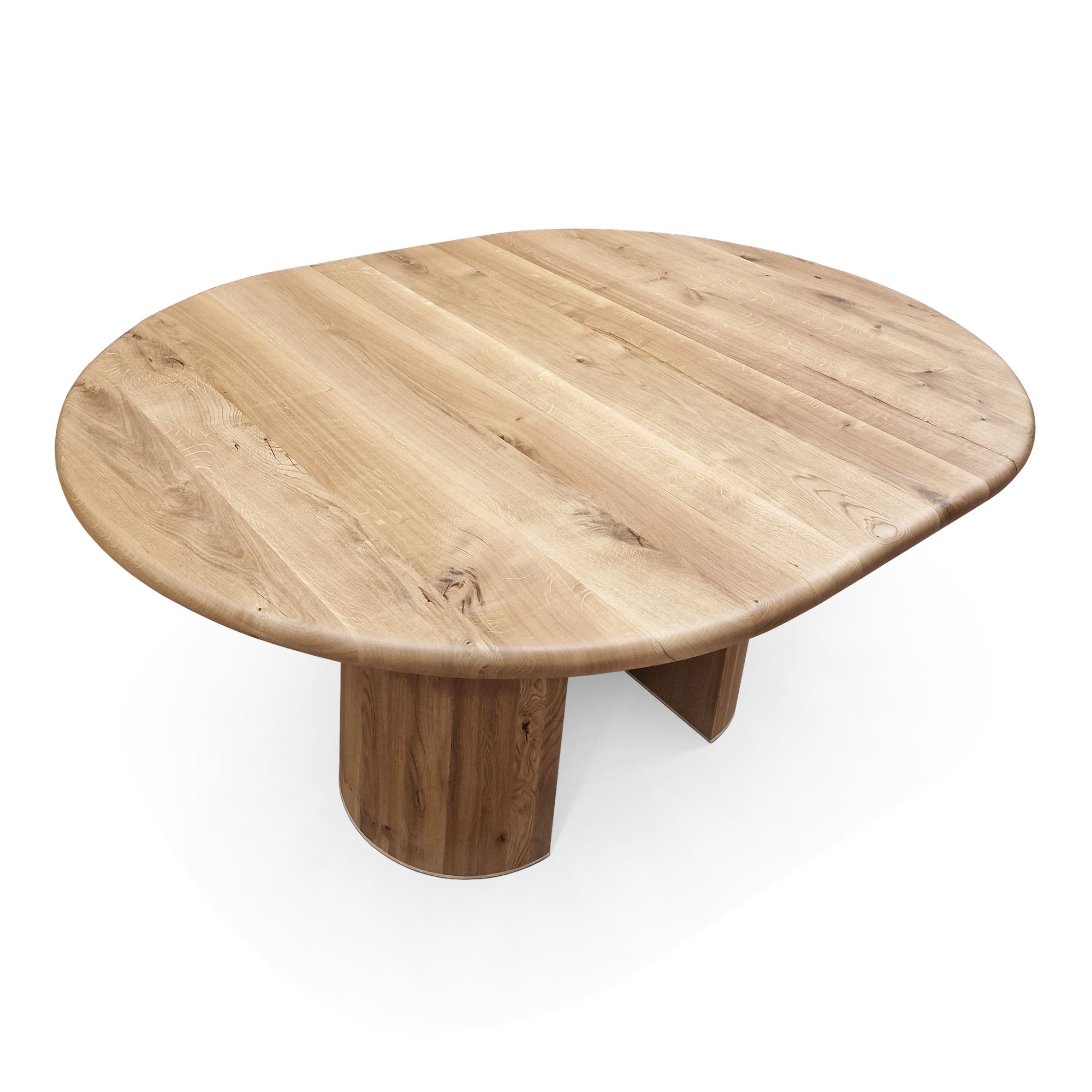 Table à manger ronde extensible en chêne - Plongez dans le mélange harmonieux de chaleur et de modernité avec notre table à manger ronde en chêne - rehaussée par des pieds ronds