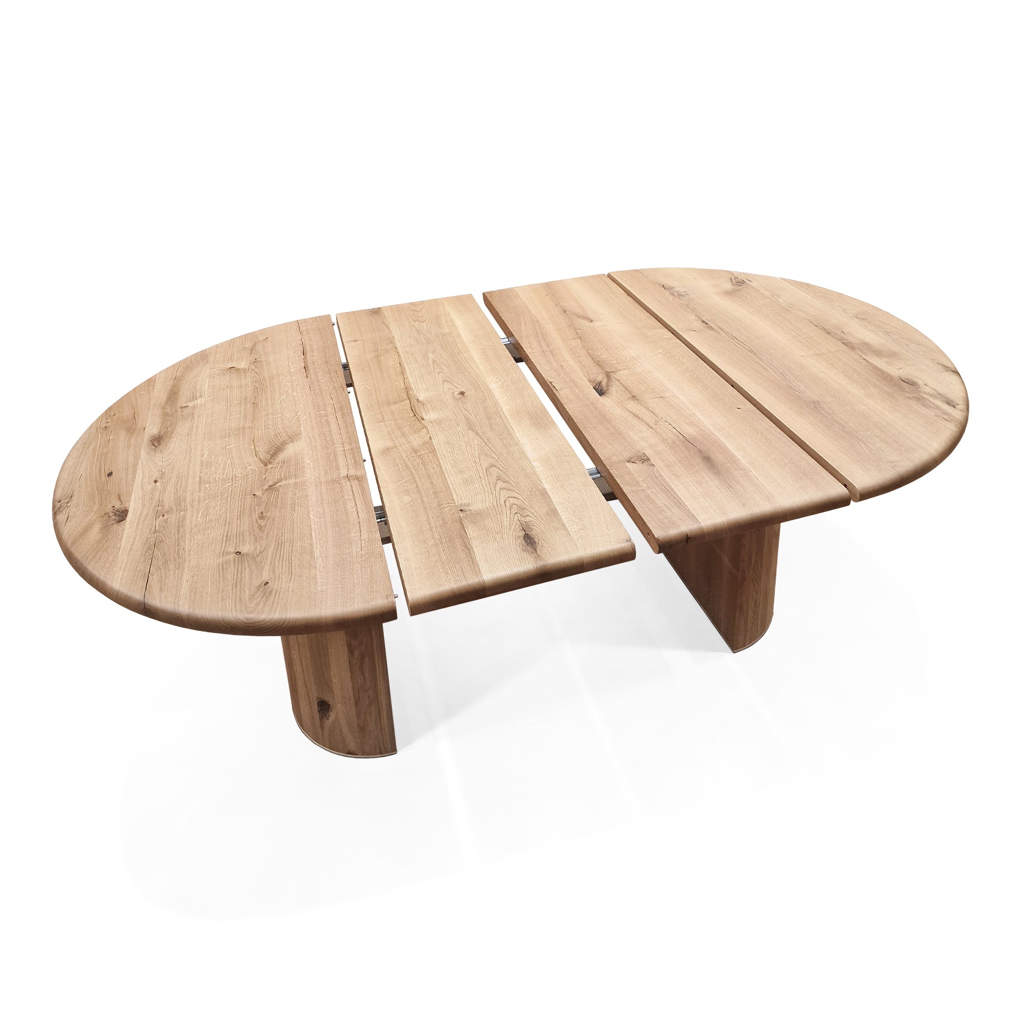 Table à manger ronde extensible en chêne - Plongez dans le mélange harmonieux de chaleur et de modernité avec notre table à manger ronde en chêne - rehaussée par des pieds ronds