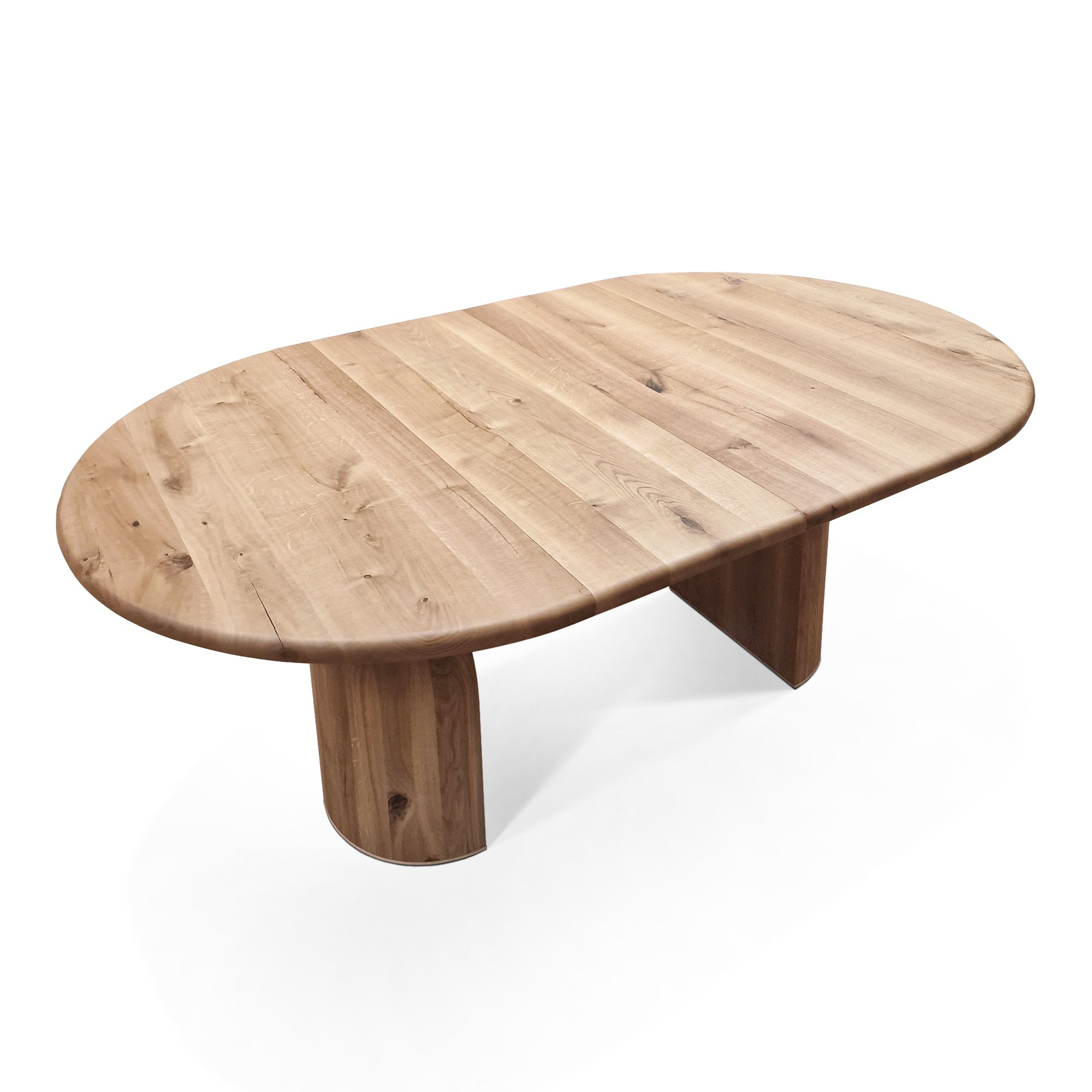 Table à manger ronde extensible en chêne - Plongez dans le mélange harmonieux de chaleur et de modernité avec notre table à manger ronde en chêne - rehaussée par des pieds ronds