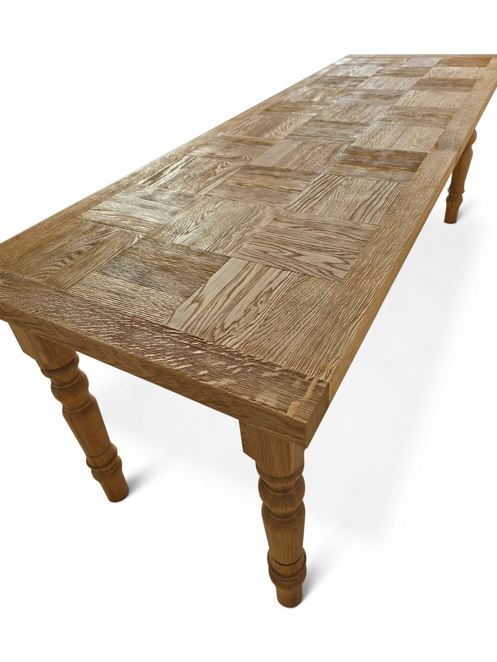 Table à Manger Extensible - Grande table de salle à manger anglaise de style campagnard avec chêne parqueté à damiers allie le charme serein de la vie rurale à l'élégance urbaine