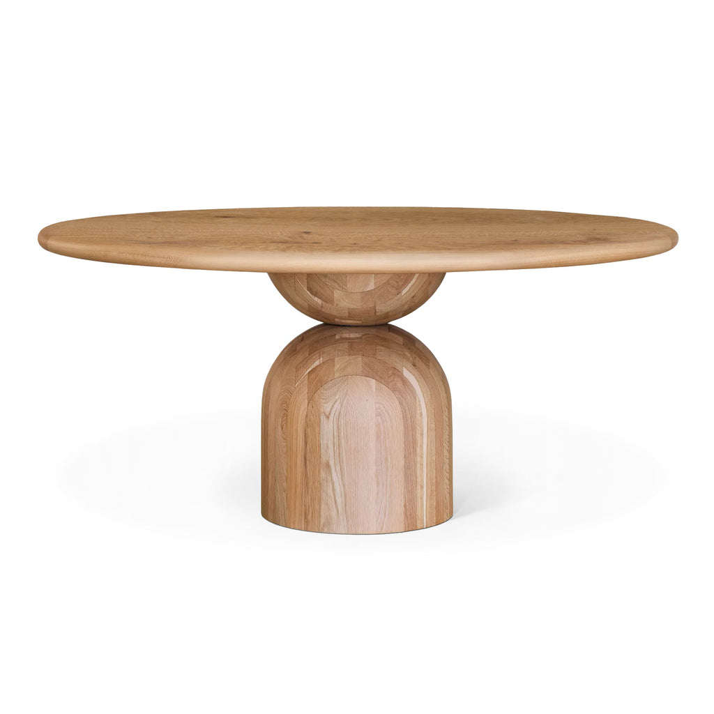 Table à manger ronde extensible en chêne - Plongez dans le mélange harmonieux de chaleur et de modernité avec notre table à manger ronde en chêne - rehaussée par des pieds ronds