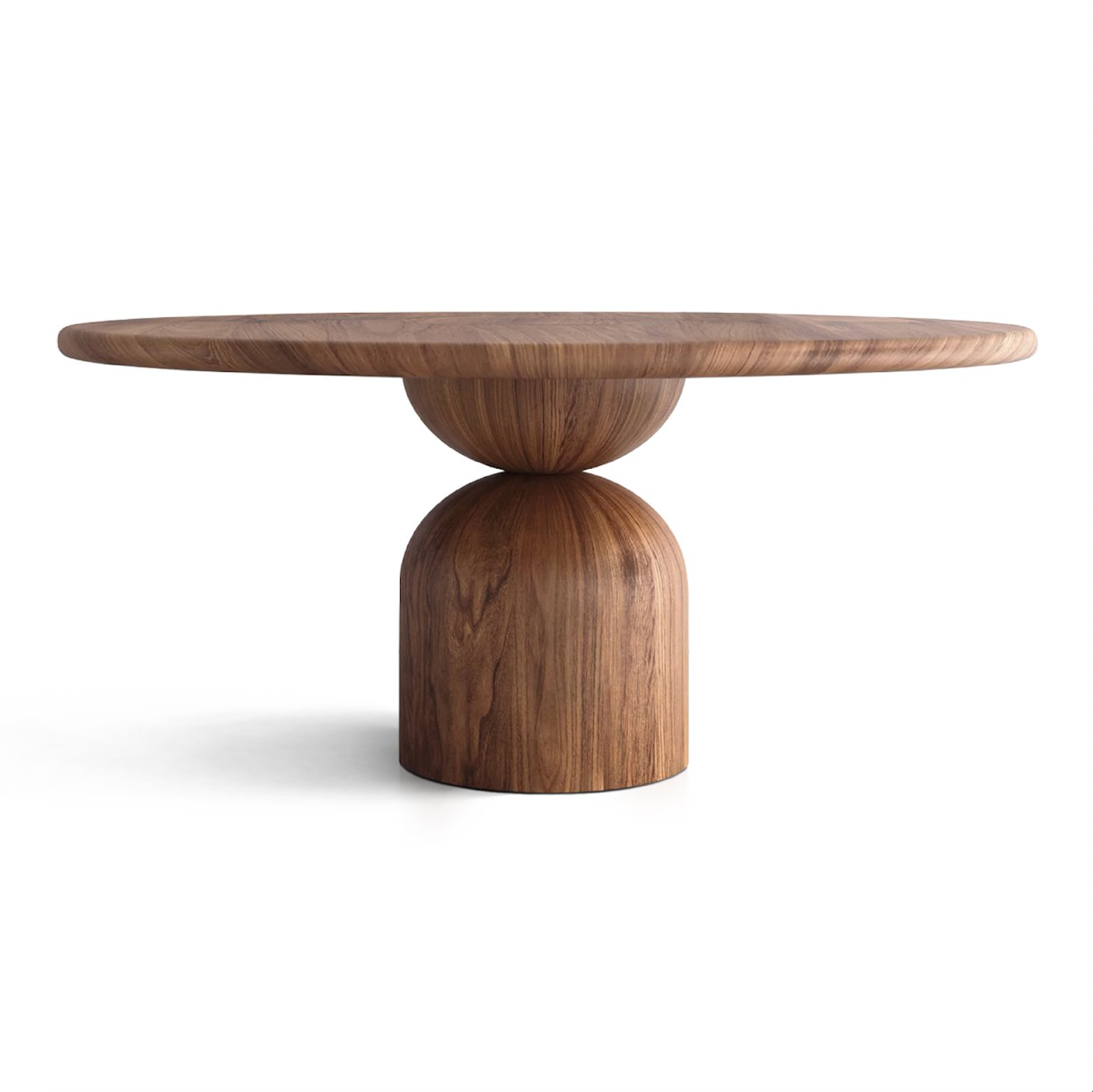 Table à Manger Ronde Extensible en Noyer - Cette luxueuse table à manger ronde – fabriquée à la main avec expertise à partir de noyer massif européen de première qualité – incarne