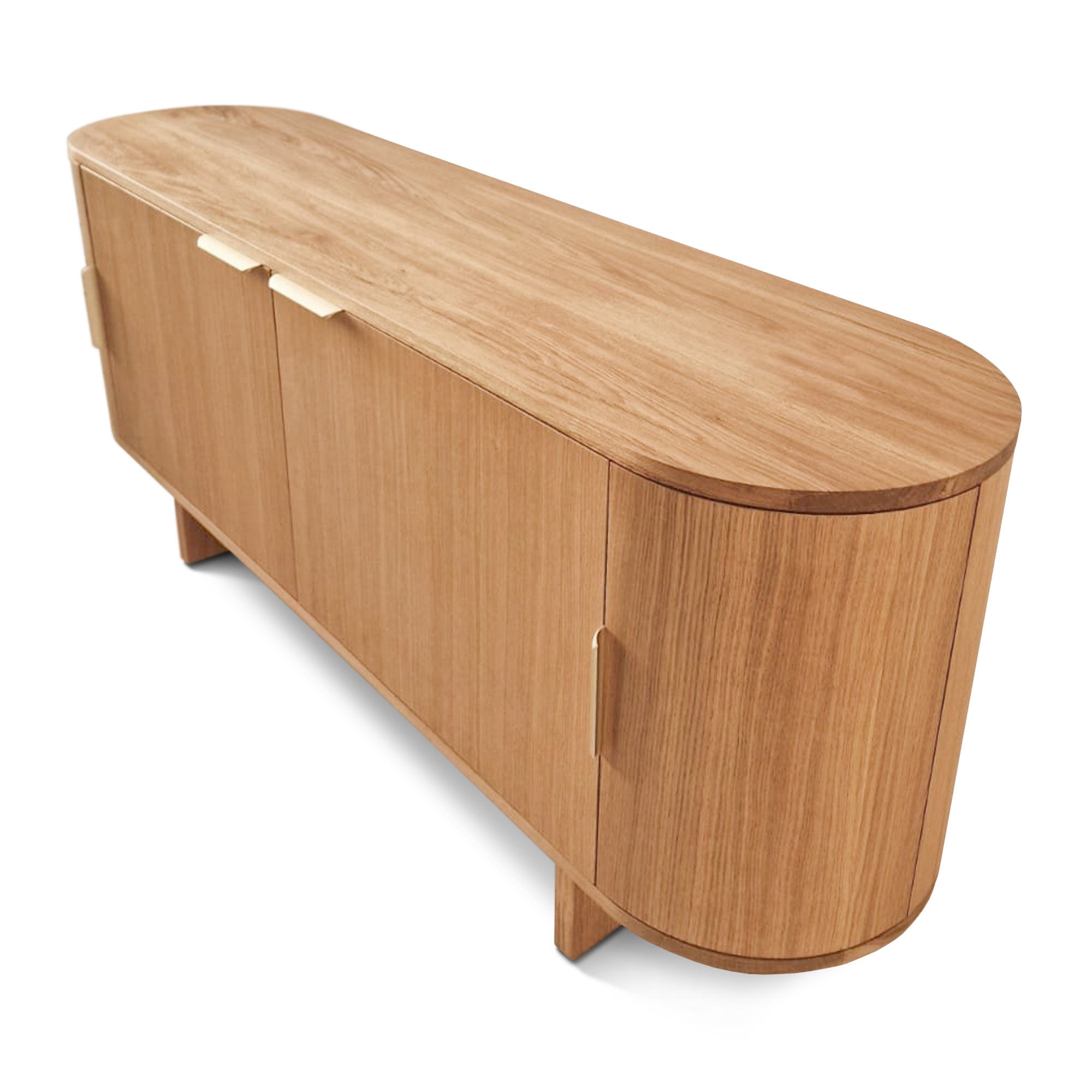 Buffet bas - un buffet bas épuré - fabriqué en noyer massif ou en chêne avec des bords lisses et arrondis en placage de chêne ou entièrement en placage de chêne pour une
