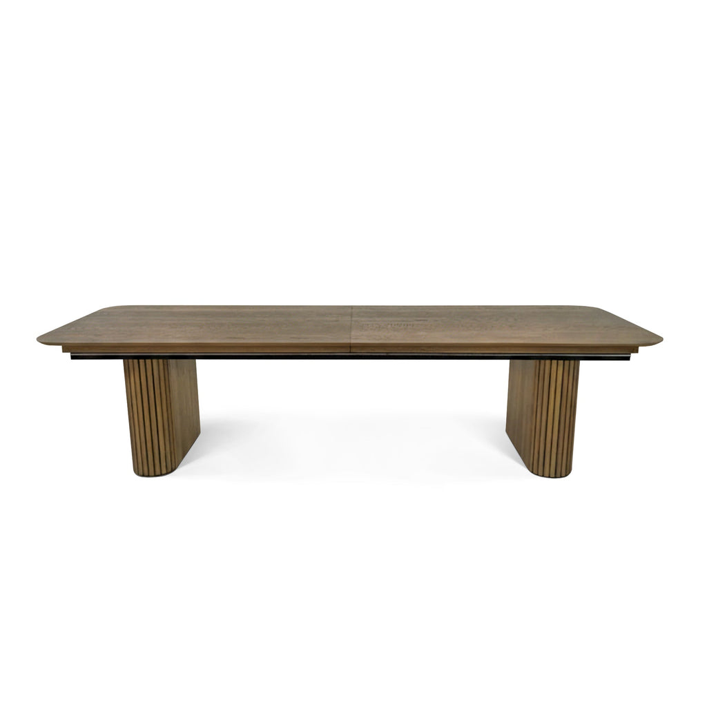 Table de salle à manger Chêne Chocolat - La table présente un design unique avec de magnifiques pieds incurvés sur les côtés - entièrement fabriquée en noyer massif