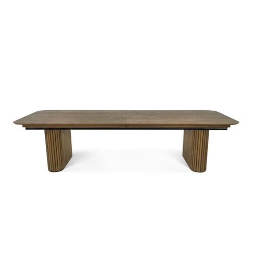 Table de salle à manger Chêne Chocolat - La table présente un design unique avec de magnifiques pieds incurvés sur les côtés - entièrement fabriquée en noyer massif