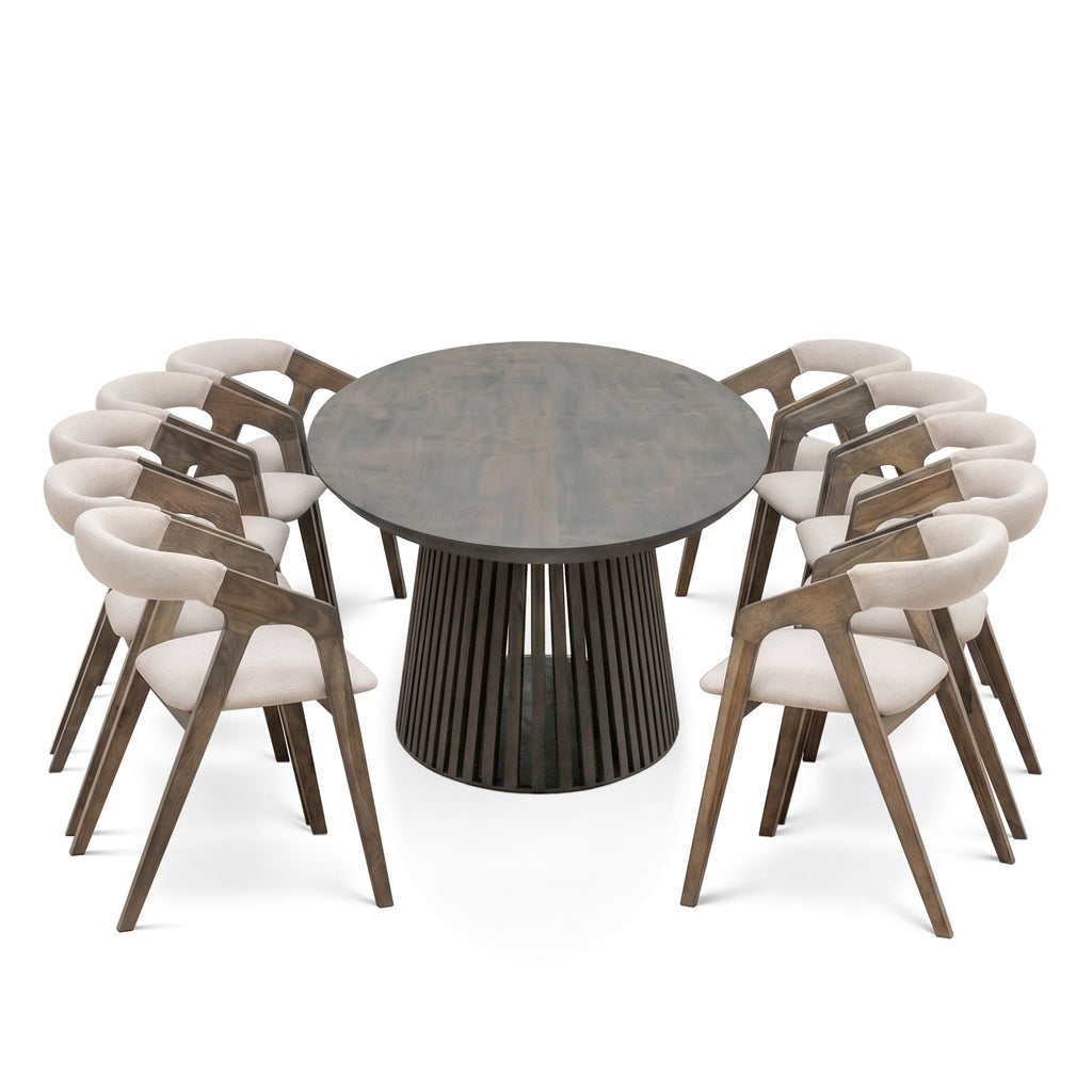 Table ovale en noyer - Voici notre table à manger ronde en chêne fabriquée à la main - un ajout magnifique à toute maison - Fabriquée en bois massif, cette table allie