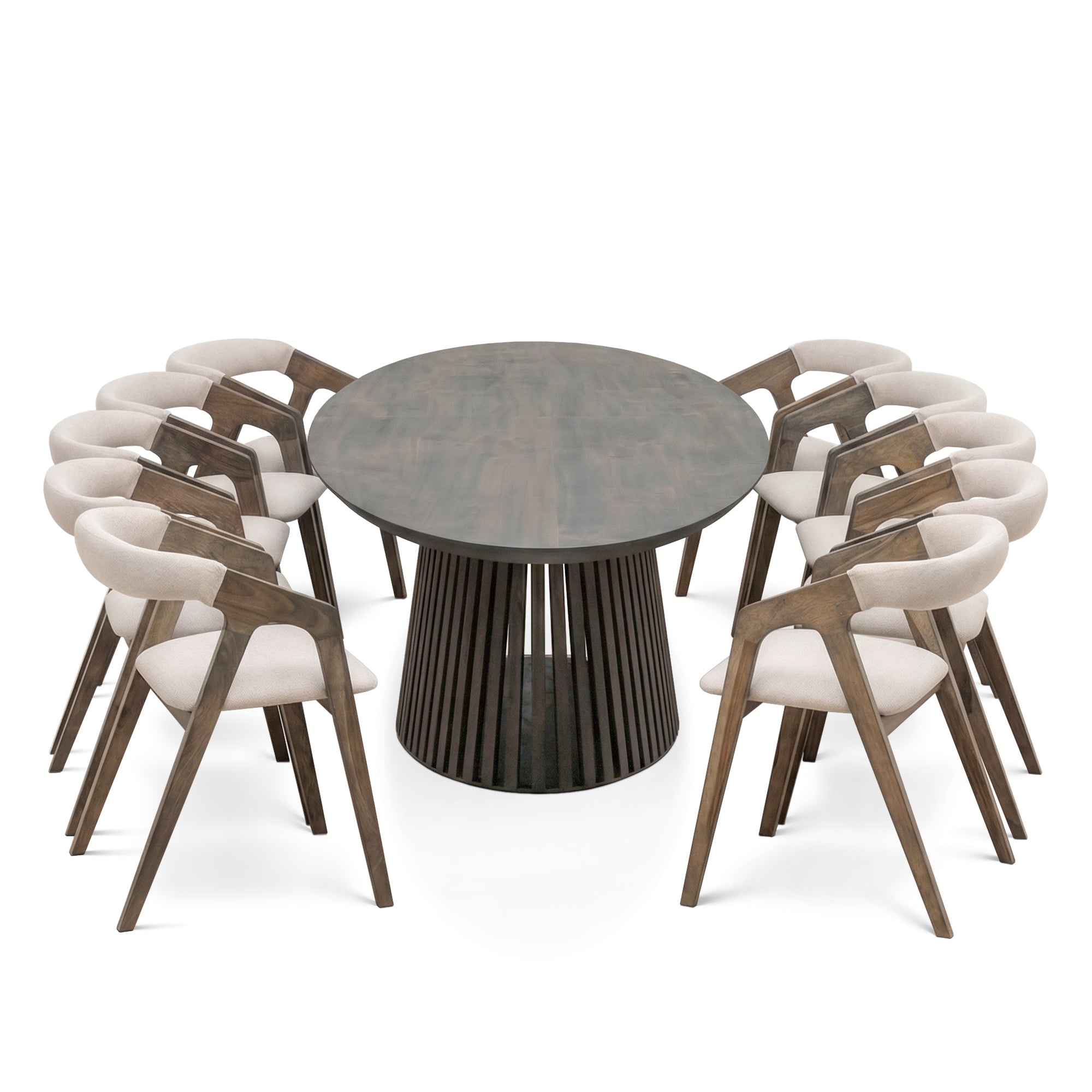 Table ovale en noyer - Voici notre table à manger ronde en chêne fabriquée à la main - un ajout magnifique à toute maison - Fabriquée en bois massif, cette table allie
