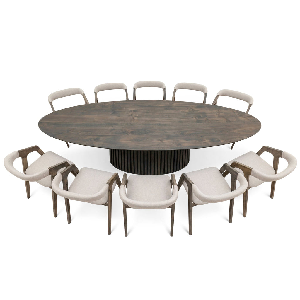 Table ovale en noyer - Voici notre table à manger ronde en chêne fabriquée à la main - un ajout magnifique à toute maison - Fabriquée en bois massif, cette table allie
