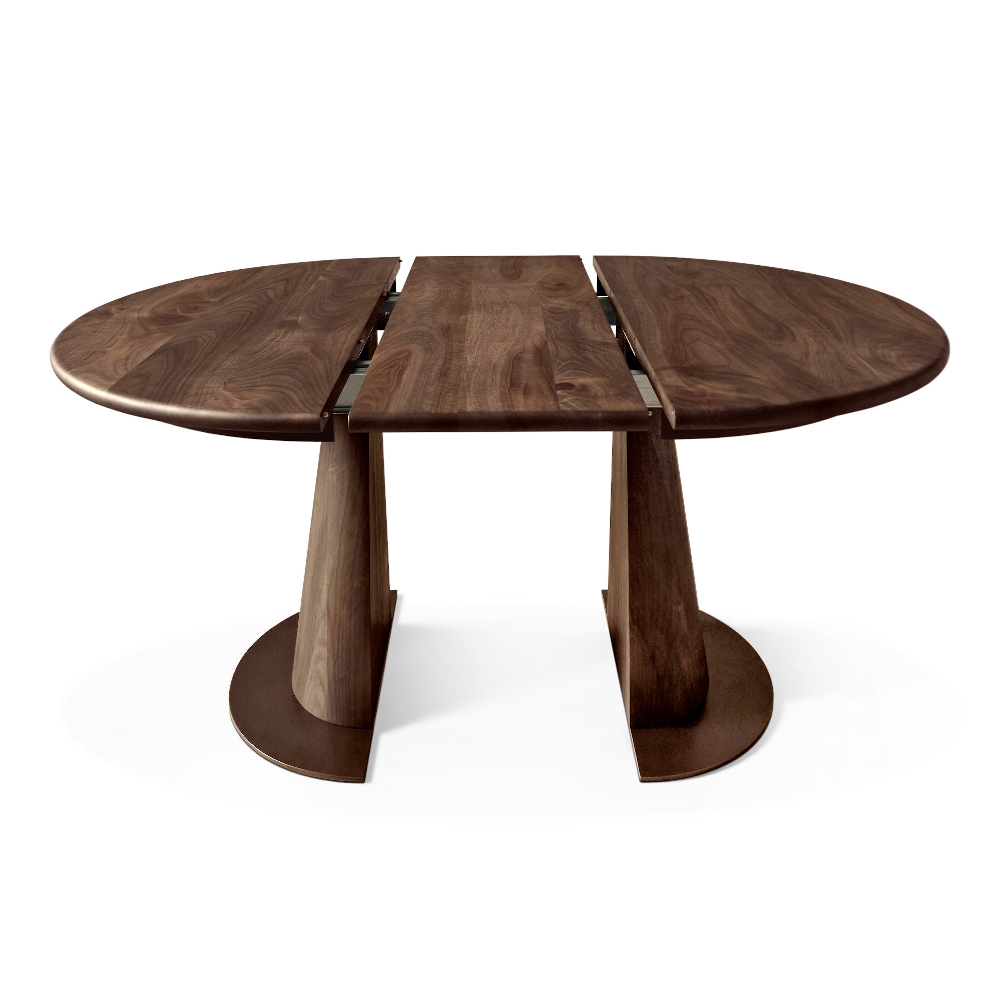 Table à manger ronde extensible en noyer – Découvrez notre table à manger ronde fabriquée à la main en chêne avec pieds en tube – un ajout superbe à toute maison – Fabriquée
