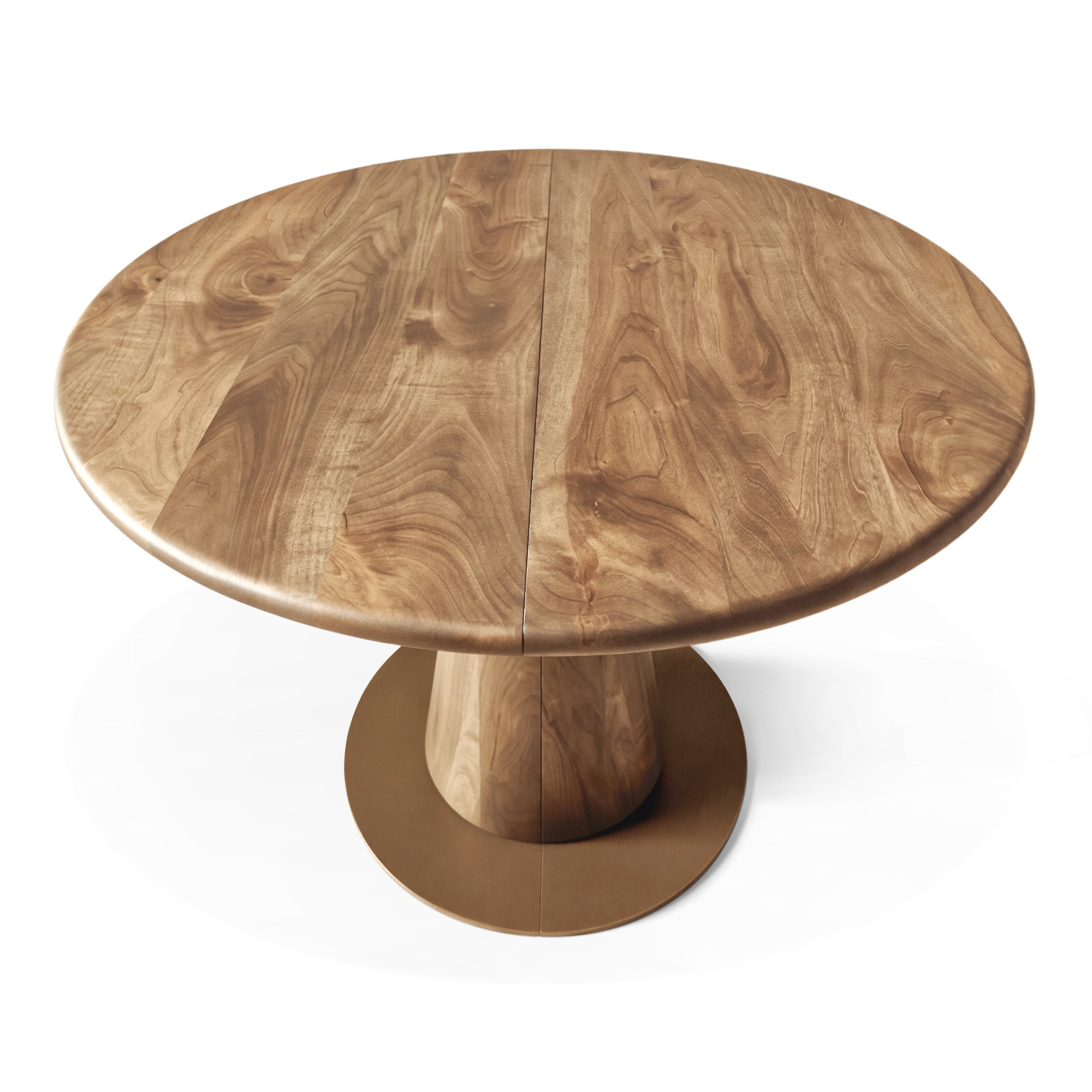 Table à manger ronde extensible en noyer – Découvrez notre table à manger ronde fabriquée à la main en chêne avec pieds en tube – un ajout superbe à toute maison – Fabriquée
