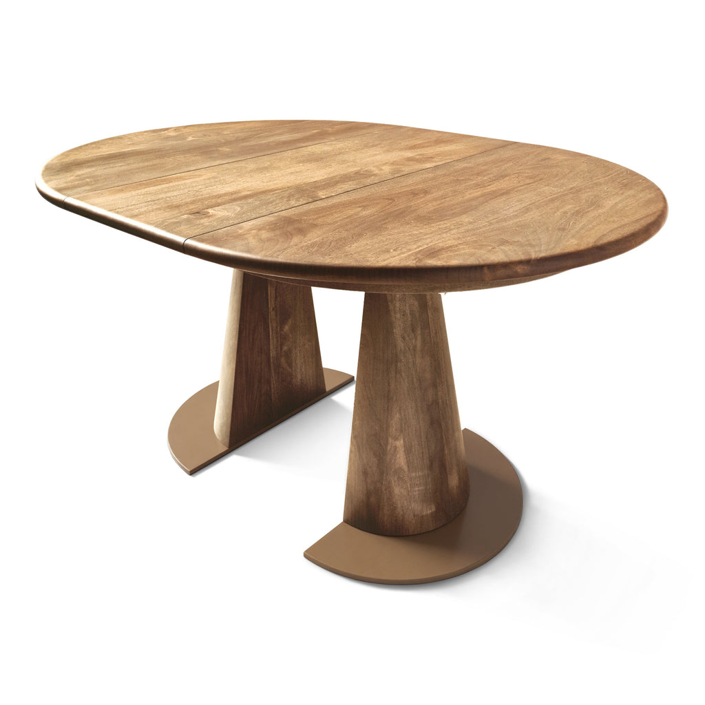 Table à manger ronde extensible en noyer – Découvrez notre table à manger ronde fabriquée à la main en chêne avec pieds en tube – un ajout superbe à toute maison – Fabriquée