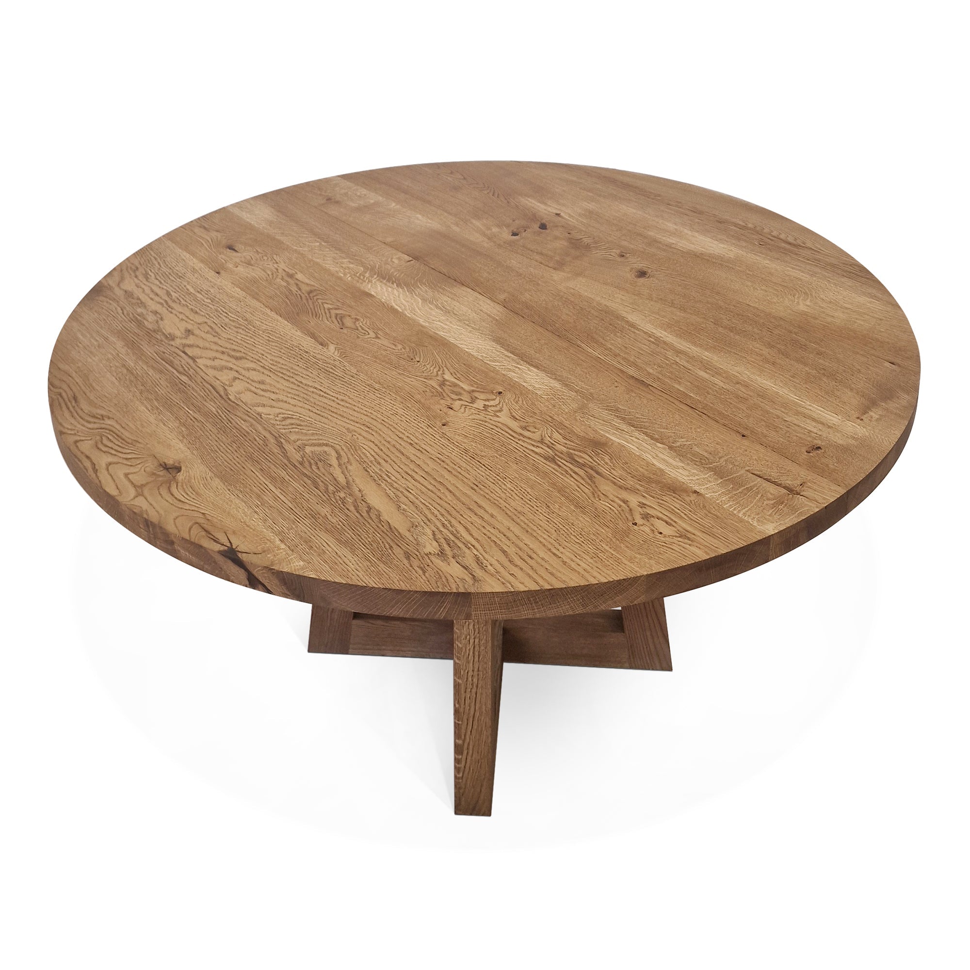 Table à manger ronde en chêne – Découvrez notre table à manger ronde en chêne fabriquée à la main – un ajout magnifique à toute maison – Fabriquée à partir de chêne massif