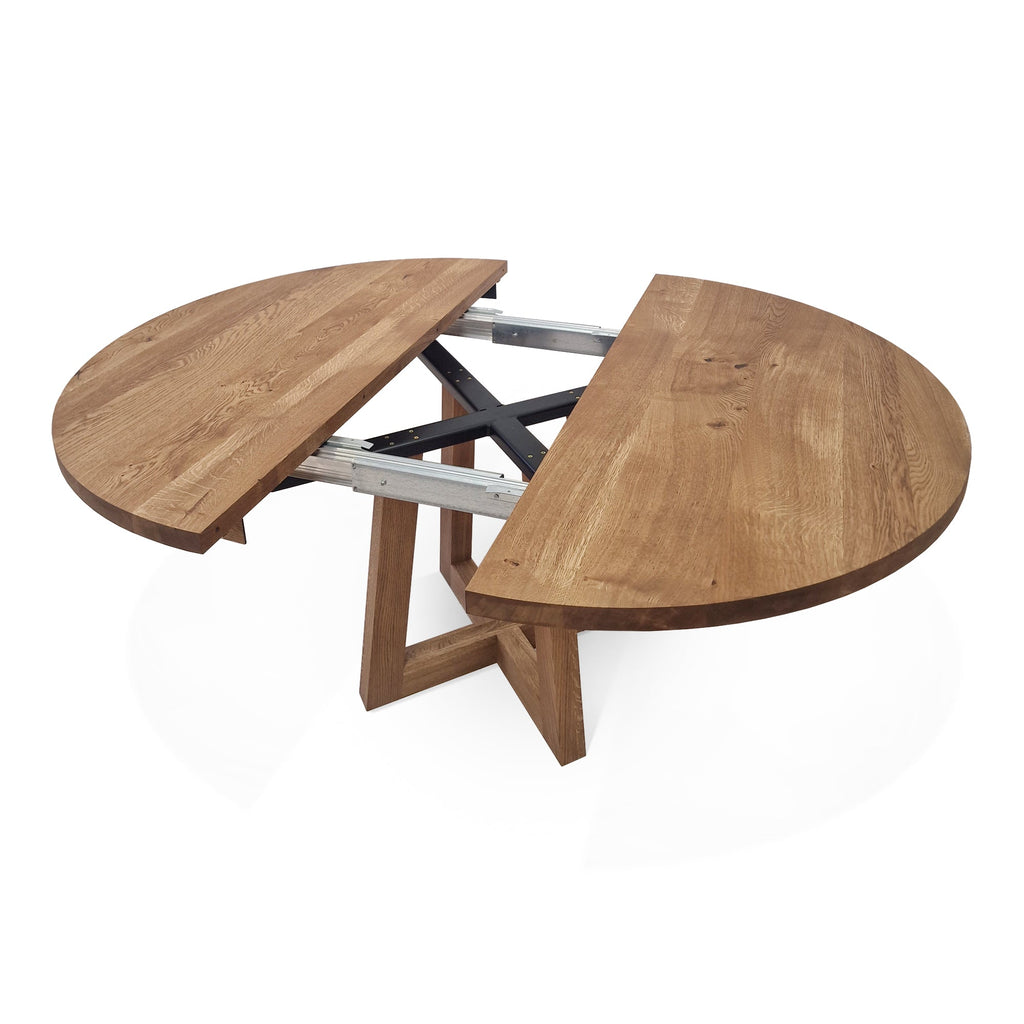 Table à manger ronde en chêne – Découvrez notre table à manger ronde en chêne fabriquée à la main – un ajout magnifique à toute maison – Fabriquée à partir de chêne massif