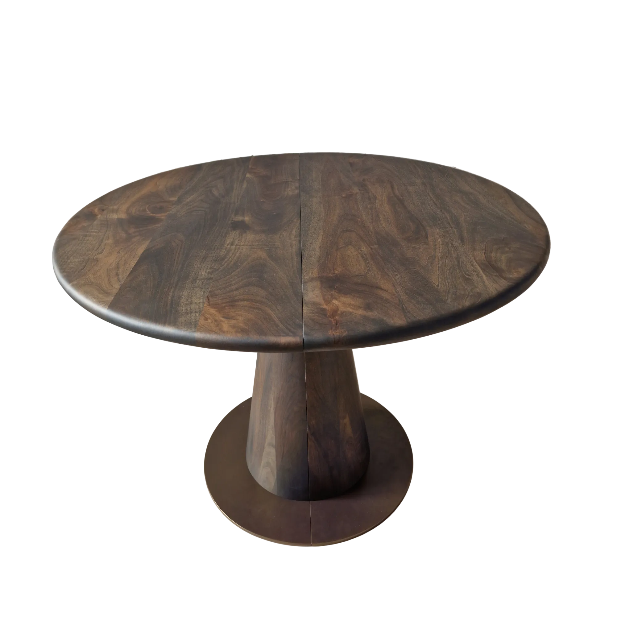Table à manger ronde extensible en noyer – Découvrez notre table à manger ronde fabriquée à la main en chêne avec pieds en tube – un ajout superbe à toute maison – Fabriquée