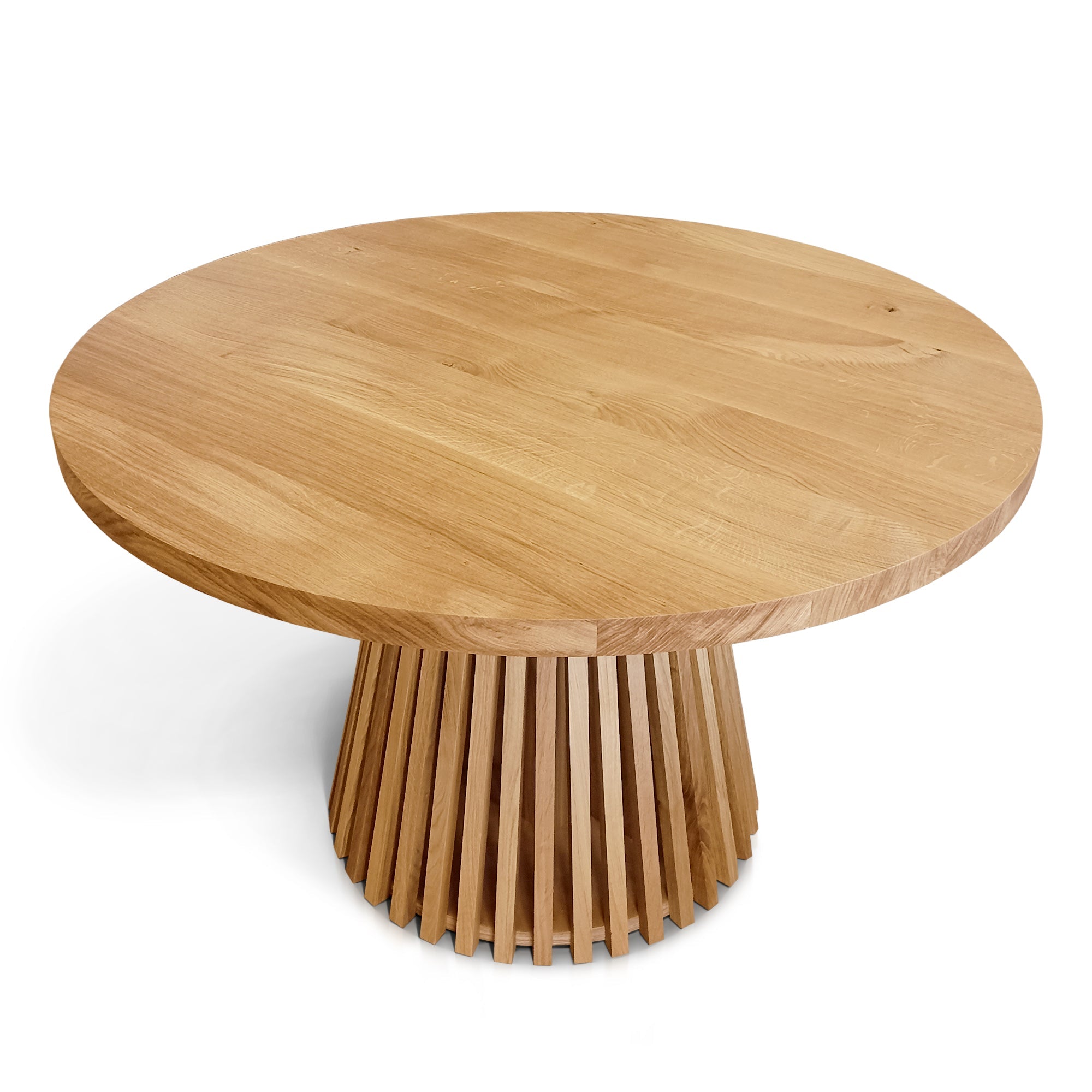 Table à manger ronde extensible en chêne - Découvrez notre table à manger ronde extensible en chêne fabriquée à la main avec des pieds en tubes - un ajout magnifique à toute maison